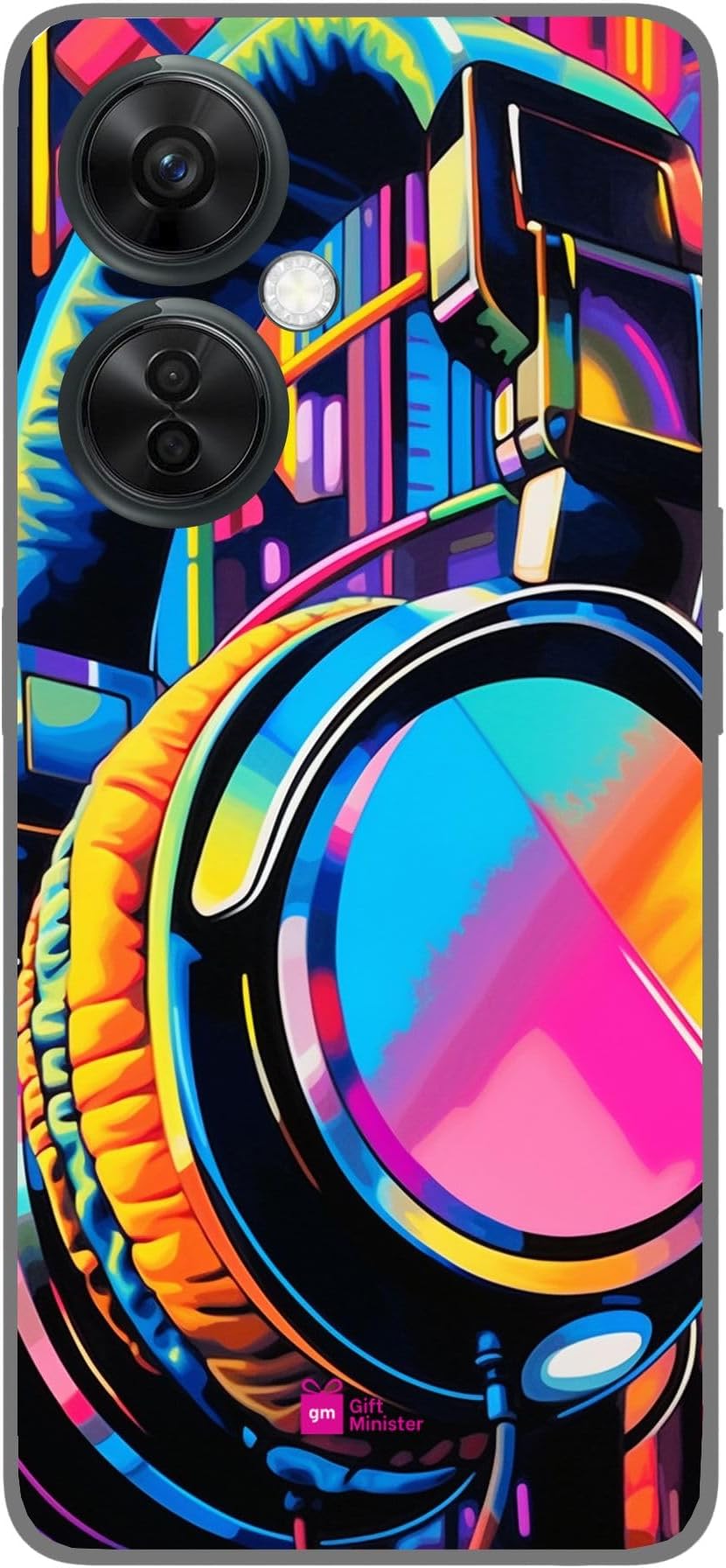 Silicone Designer Cover for One Plus Nord Ce 3 Lite 5G Rosy Brownnone - Colorful Headphones Tuff Abstract Art Graphic Poster Toyen Black Cyan Themes Comfortable Grip Flexible 1Pcs 1696V