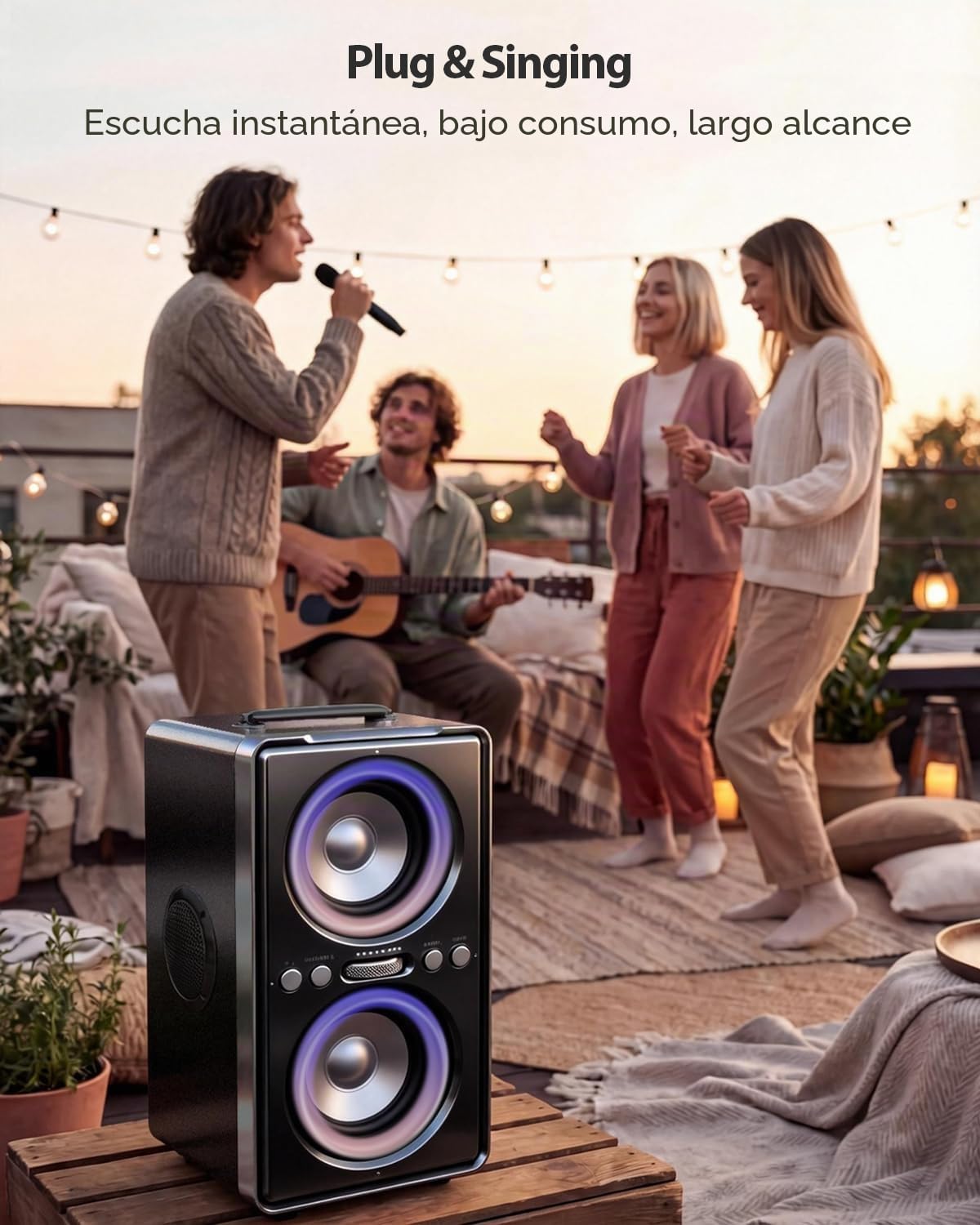 240W Peak Altavoz Bluetooth Portátil, Sonido Potente, Deep Bass, 20 h, función TWS, BT 5.3, Party Bluetooth Speaker Ideal para Party, Home, Outdoor, Playa, Camping (Black)