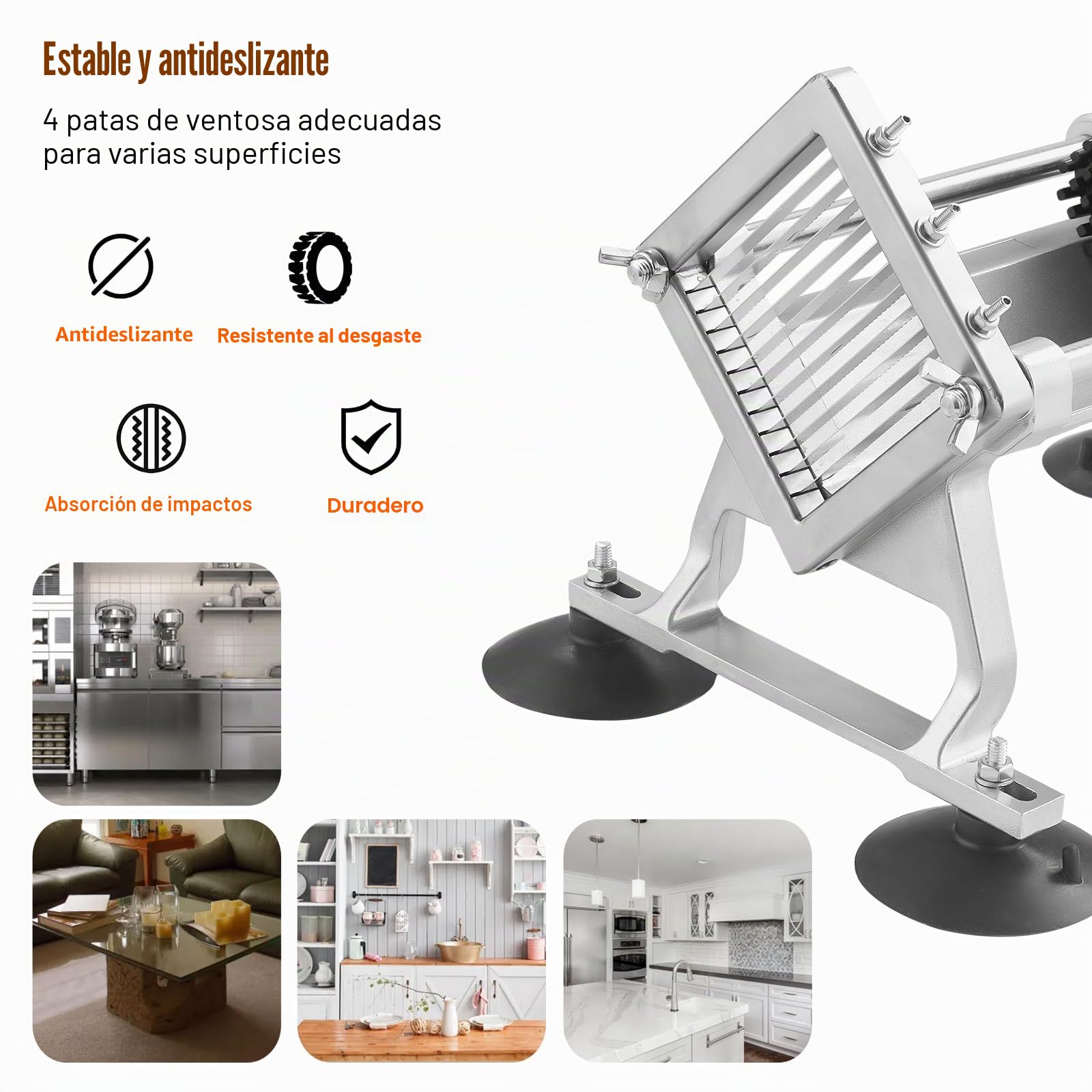 VEVOR Cortador de Verduras Comercial 1/4"/6,35 mm de Acero Inoxidable Cortadora de Tomate Manual Marco de Aleación de Aluminio con Pies Antideslizantes para Cocinas, Restaurantes, Hamburgueserías