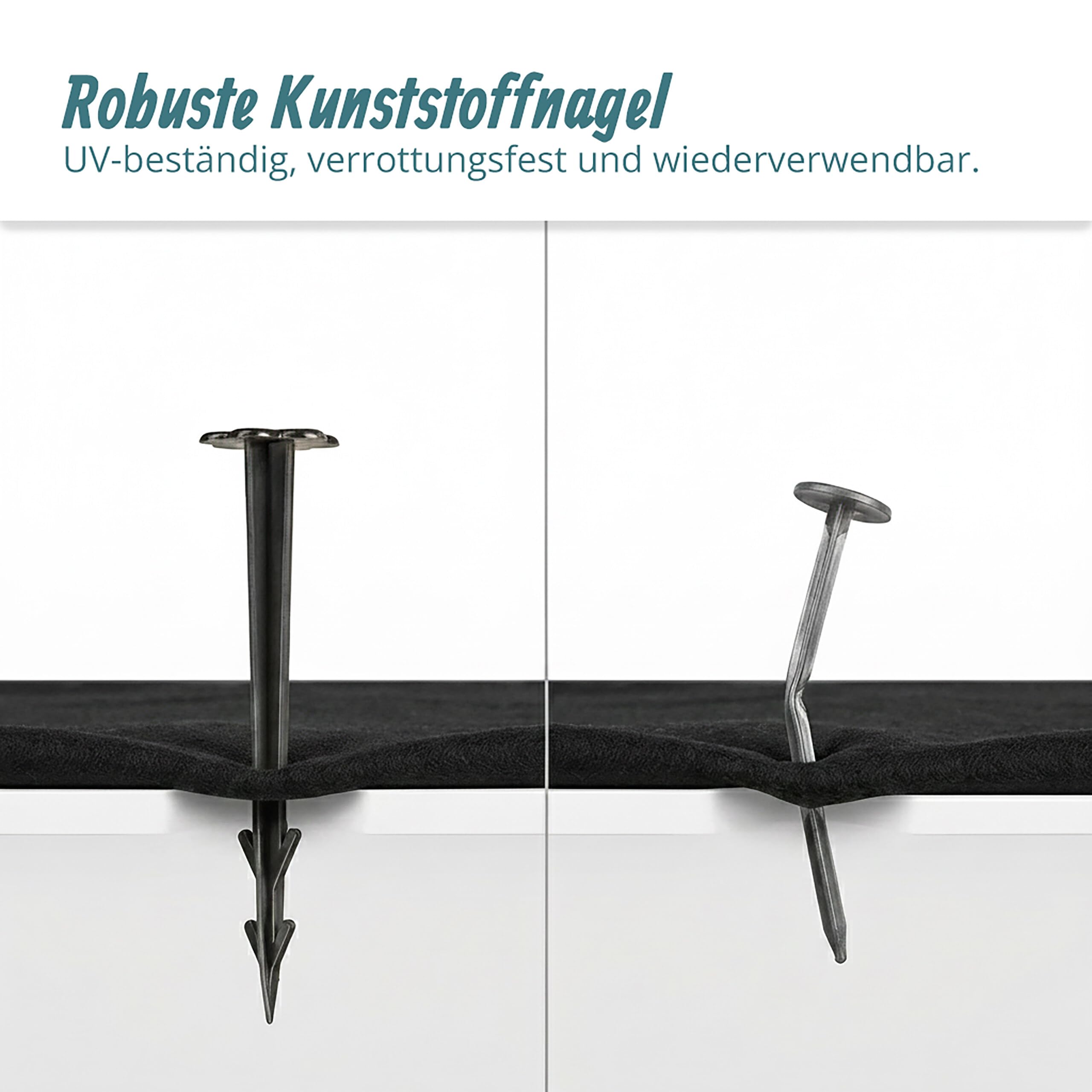 Relaxdays Erdnägel Kunststoff 11cm 1000er Set Bodenanker, schwarz