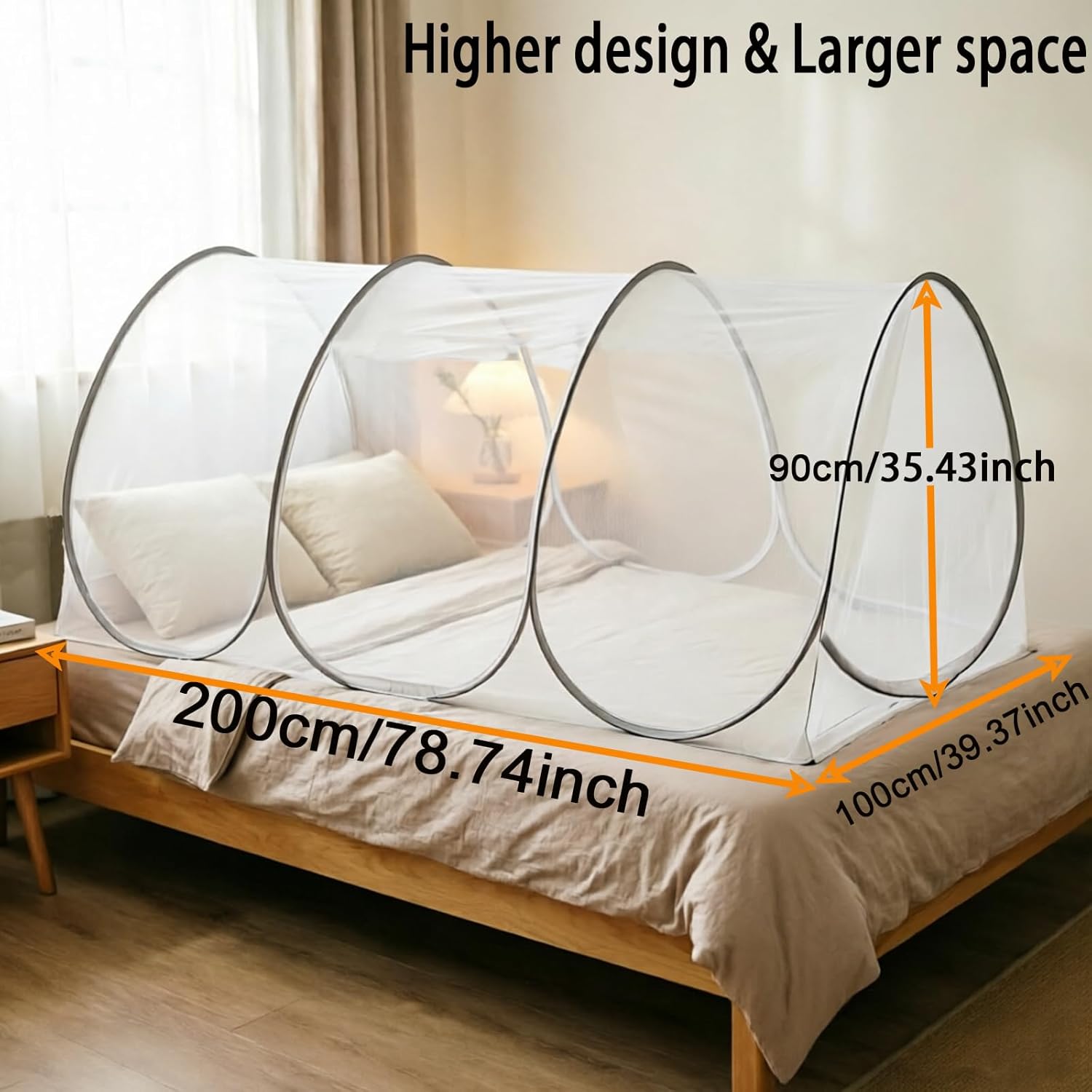 CMINGJ Portable Mosquito Net, Foldable Pop-Up Travel Bed Net, Free Installation Mosquito Tent, Mosquito net for Adults Bedroom Camping Nap Patio L78 x W39 x H35 inch (Single Door with Netting Bottom)