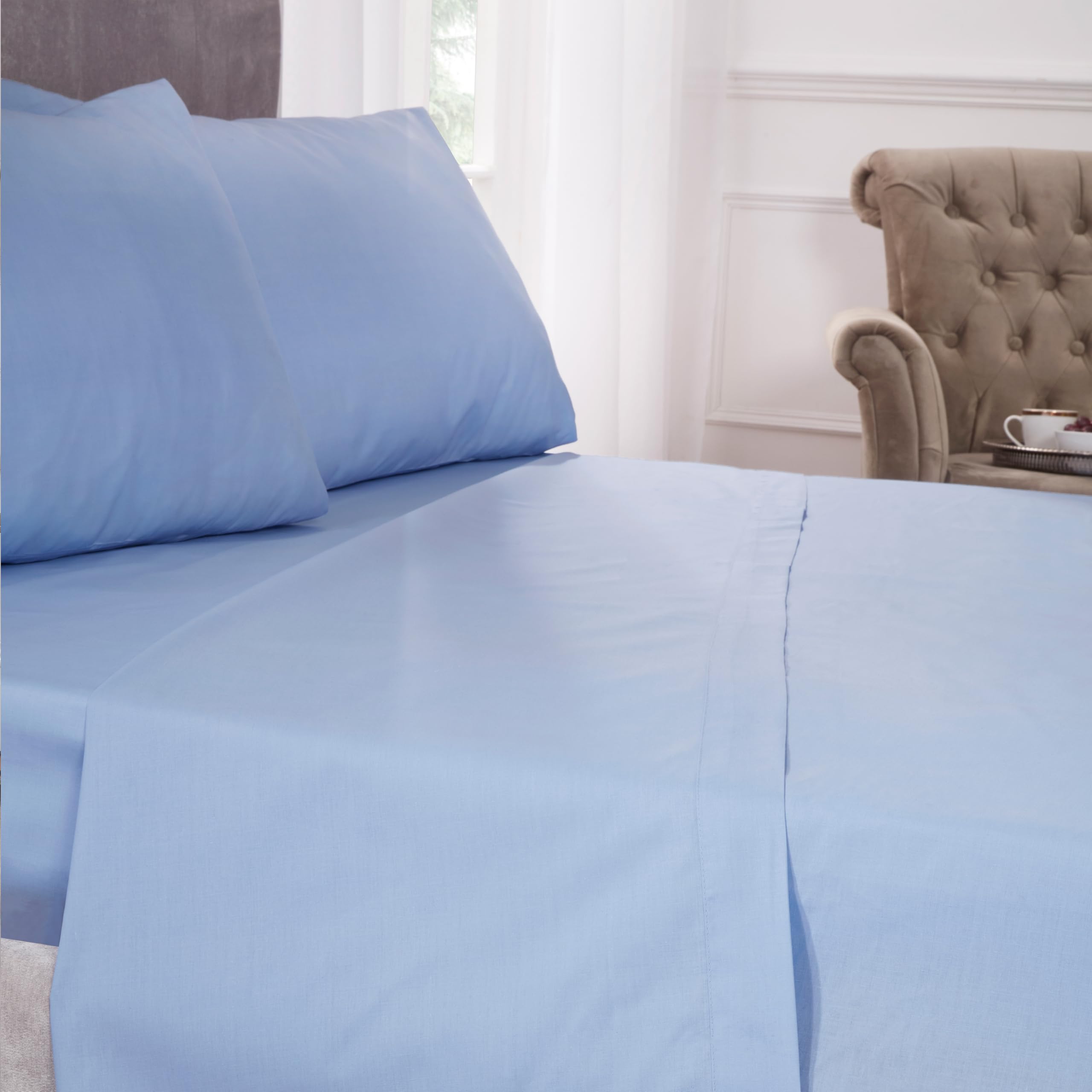 Emma Barclay 180 Thread Count Percale Flat Sheet in Blue - Double Bed โ image 1