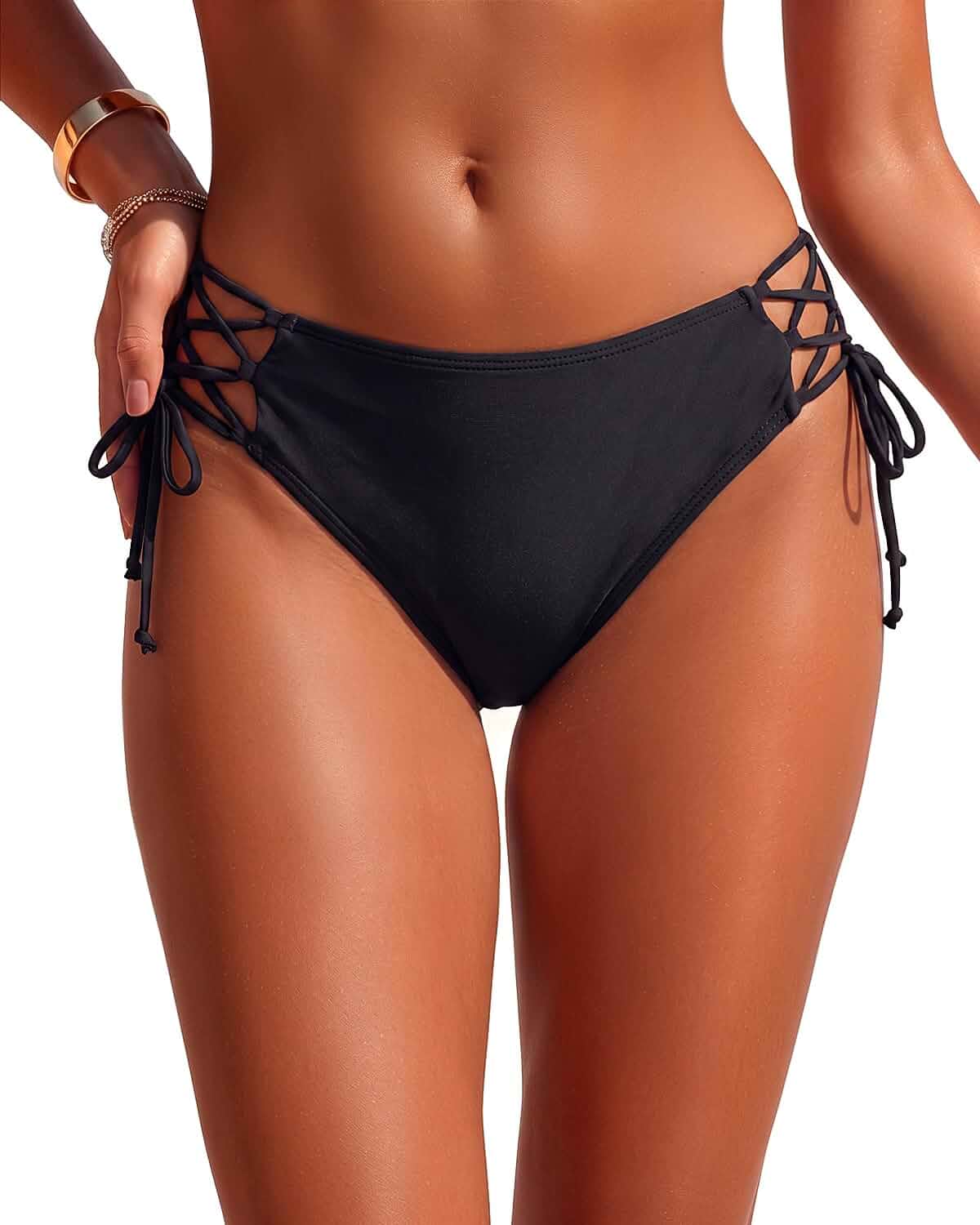 Daci Women String Side Tie Bikini Bottoms Mid Rise Swim Bottom Mid Rise,String,SideTie,Full Coverage,Lace Up,Bikini Bottom,Sexy,2026