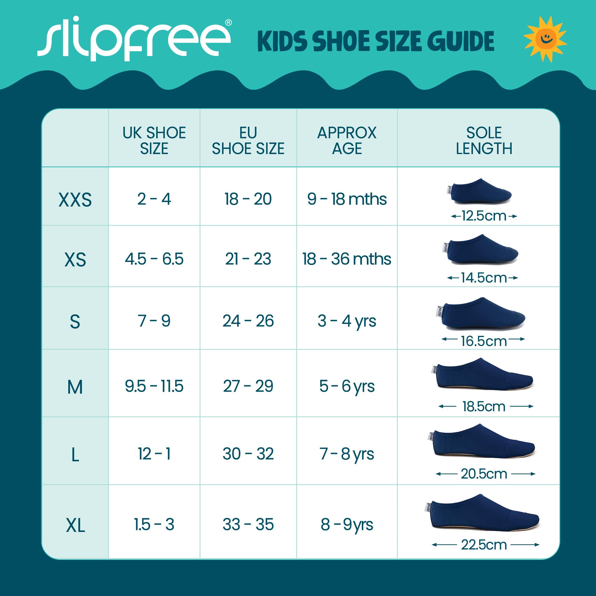 Slipfree Scarpe antiscivolo per ragazze e ragazzi, leggere, morbide e confortevoli, unisex, per la spiaggia, con suola protettiva, ideali per vacanze, sport e casa, Ariel, età 9-18 mesi