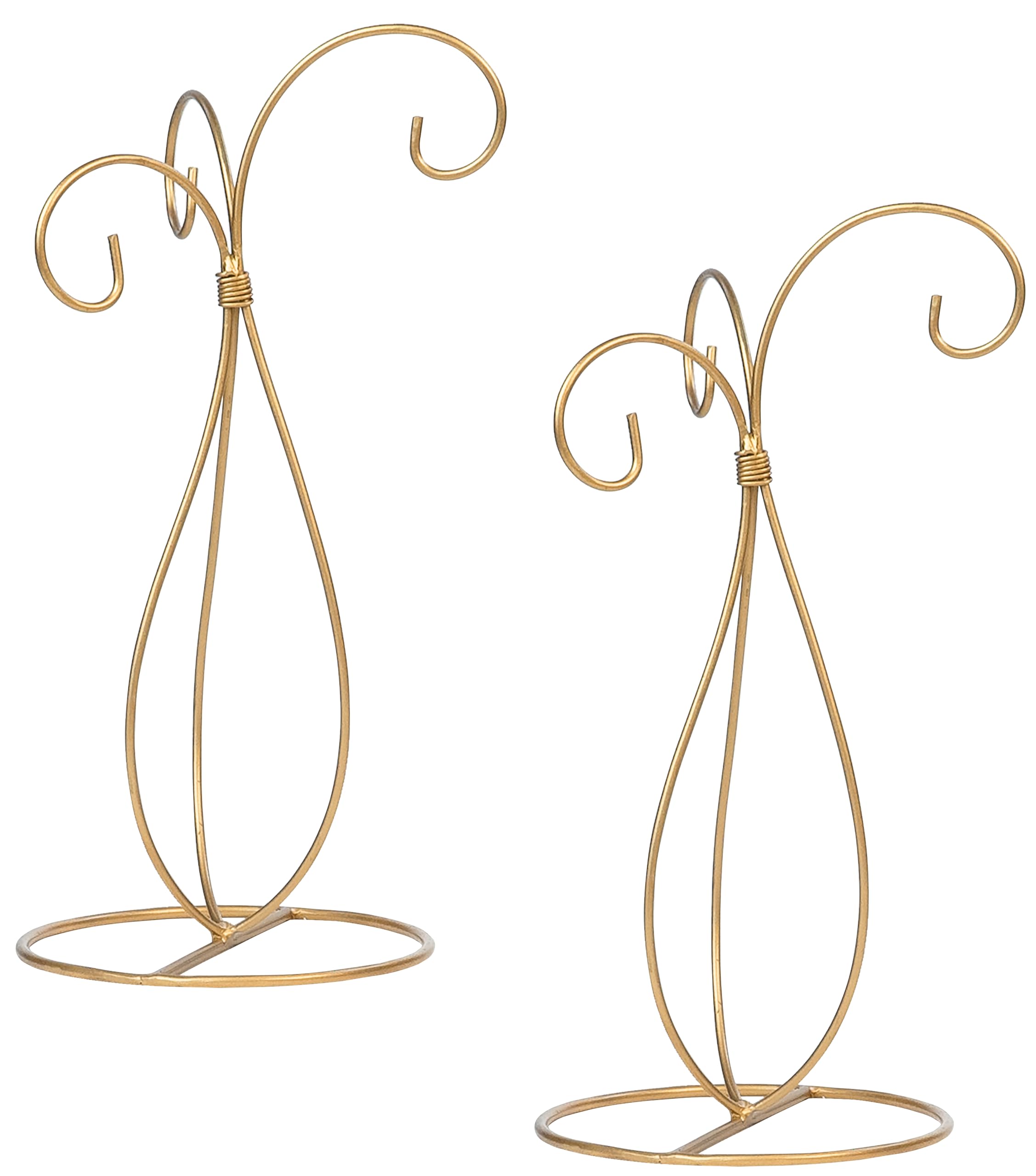 Red Co. 13 inch Golden Finish Ornament Wire Display, 3-arm Spiral Stand for Home Decoration - Set of 2