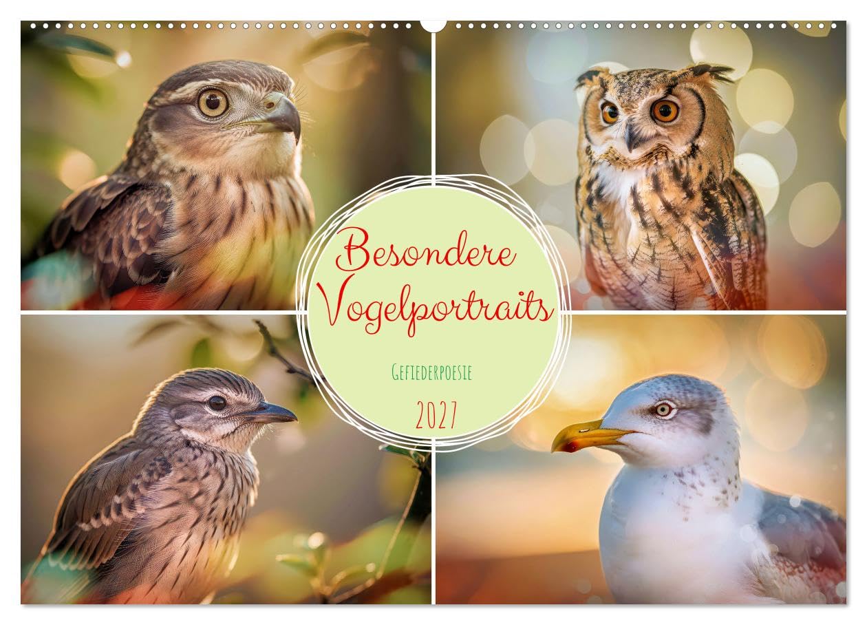 CALVENDO · Besondere Vogelportraits (Kalender 2027) | DIN A2 Querformat · Wandkalender · zeigen Vögel in einer Intensität, die man selten so nah erlebt: feine Federstrukturen…