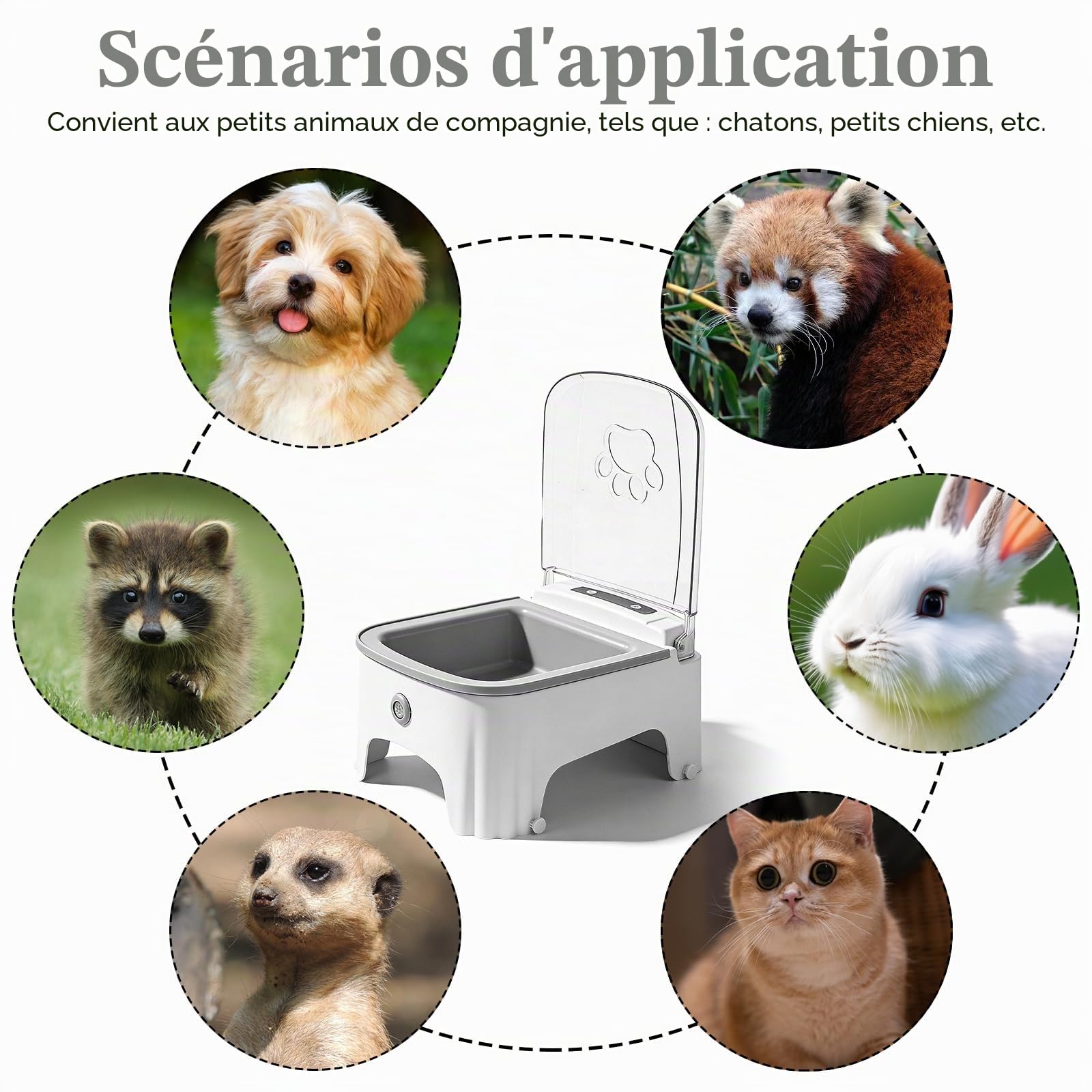 Bol pour Chiens avec Capteur Infrarouge, 500ml Mangeoire Automatique, Distributeur Croquettes Chat Automatique avec Interrupteur Programmé, Distributeur Automatiques pour Alimentation Sèche/Humide