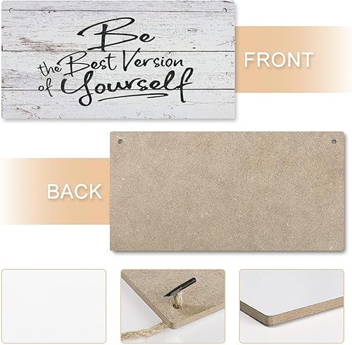 Miniatura 4 de Divertido letrero de madera estilo granja con texto en inglés «Be the Best Version Of Yourself», calcomanía de vinilo con texto en inglés «Be the