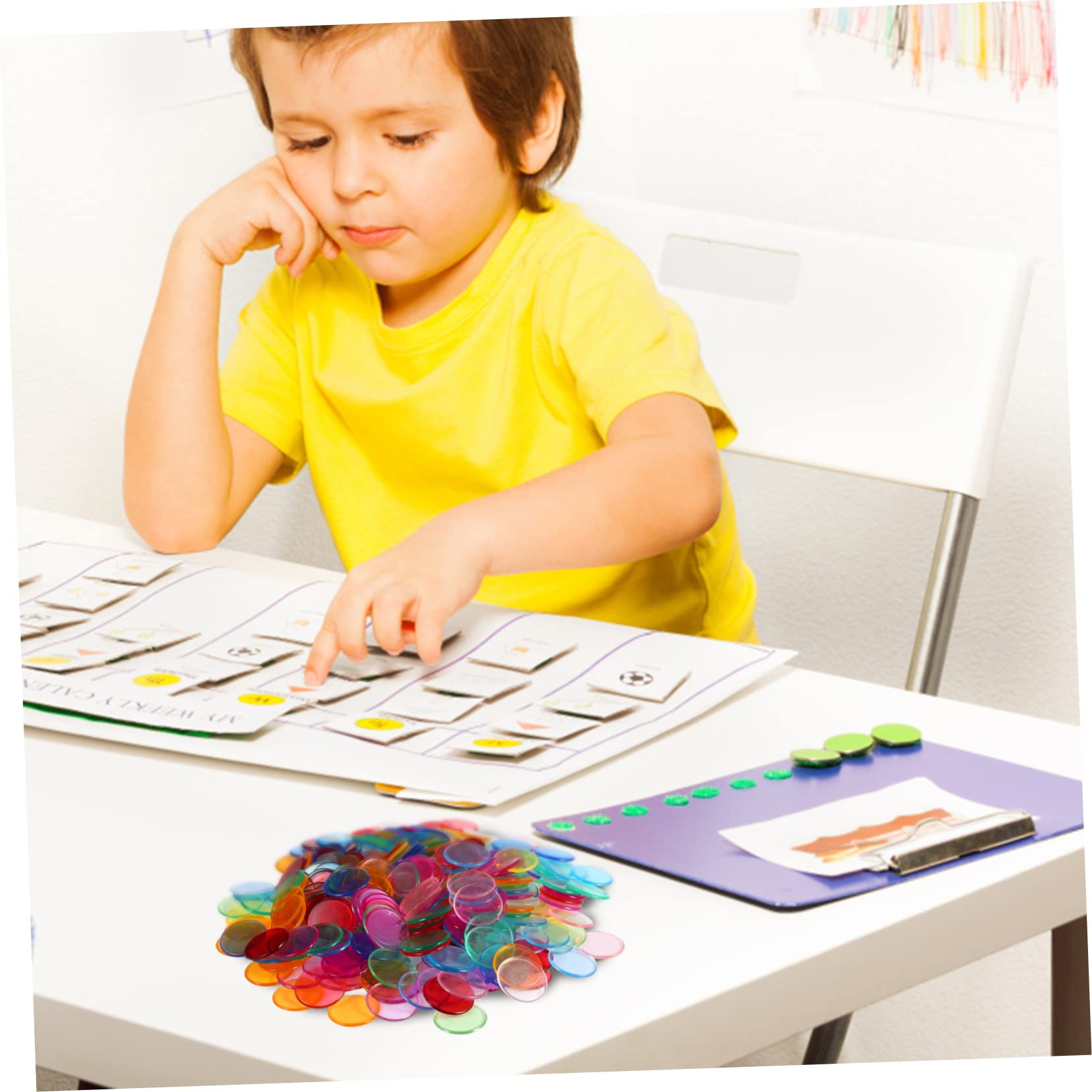 KONTONTY 400 Pcs Transparent Color Bingo Chips Game Markers for Bingo Games Educational Counting Activities and Round Counting Discs