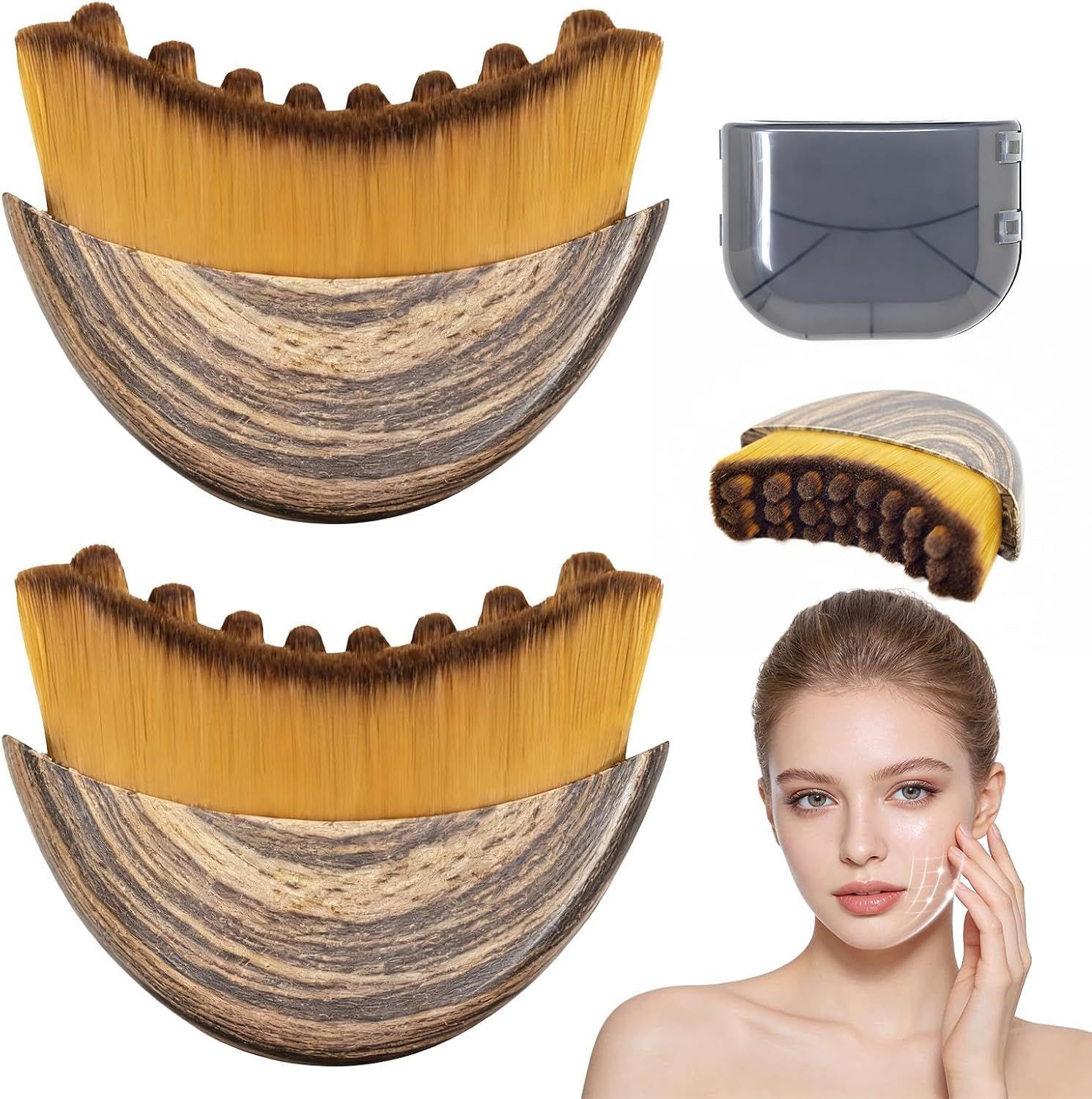 2-Piece Large Size Gua Sha Lymphatic Contour Face Massage Brush Set, Facial Massager for Contouring, Puffiness Reduction & Detox, Includes Portable Travel Case for Daily Beauty & Skincare Routine-picture-21