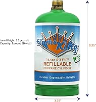 Vista 6 de Flame King – Cilindro de propano recargable de 1 lb (16.4 oz) vacío, opción de recarga reutilizable, segura y legal, cumple con DOT, para acampar