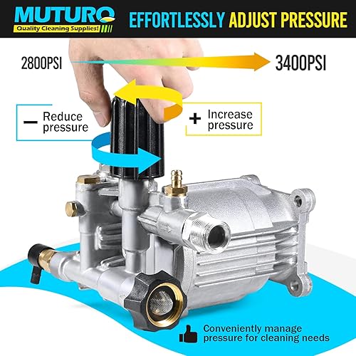 Miniatura 3 de MUTURQ Bomba de hidrolavadora horizontal de eje de 34 pulgadas, fácil de ajustar 2000-3000 PSI, 2.5 GPM, bomba de repuesto OEM para Simpson, Honda