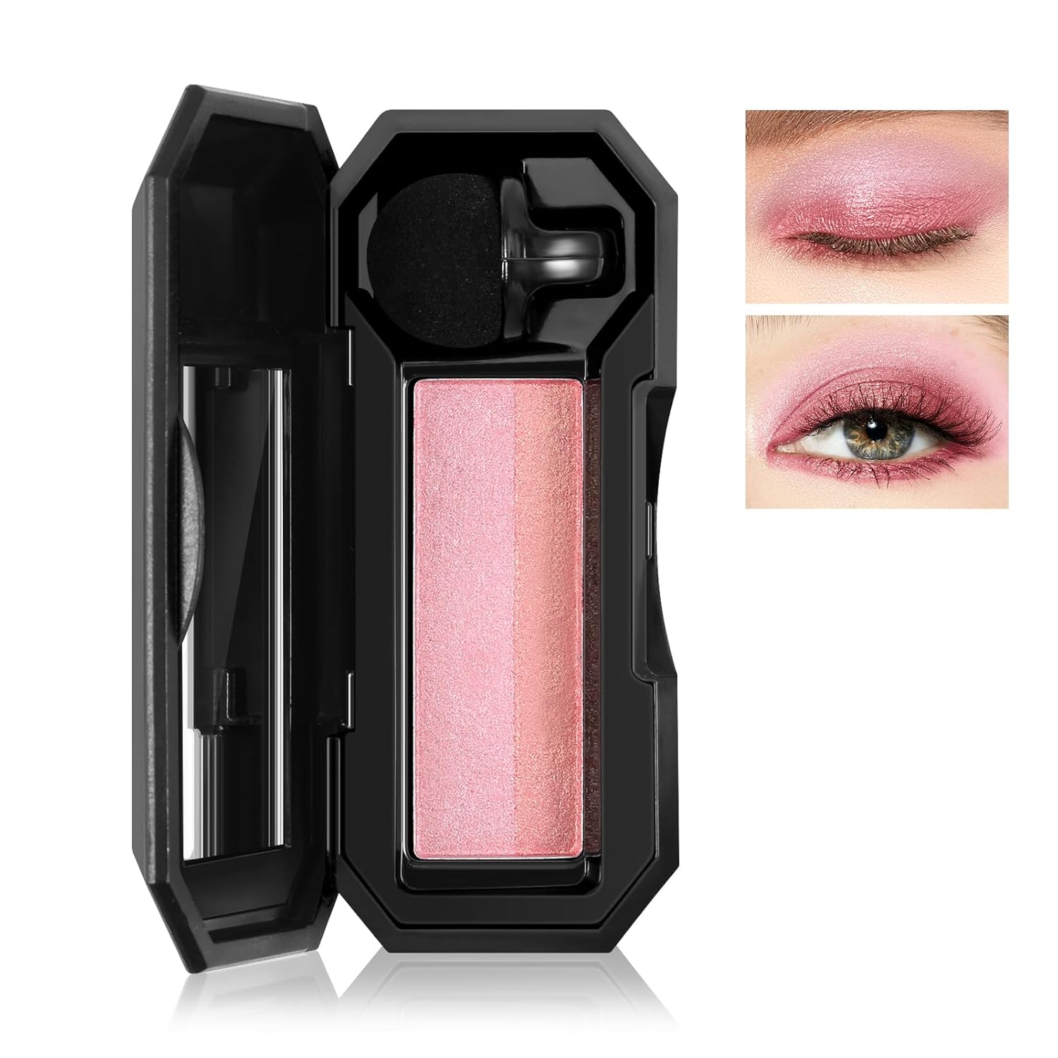 Boobeen 2 Color Eye Shadow, Portable Dual-Color Glitter Eyeshadow Palette Highly Pigmented Powder Eyeshadow Waterproof and Smooth Texture, Long Lasting For Eye Makeup