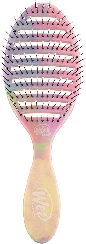 Cepillo para cabello seco con velocidad de cepillo húmedo - Rayas (lavado de color) - Diseño ventilado y cerdas HeatFlex ultra suaves que se pueden secar con secador con mango ergonómico Maneja el cabello enredado e incontrolable - Sin dolor