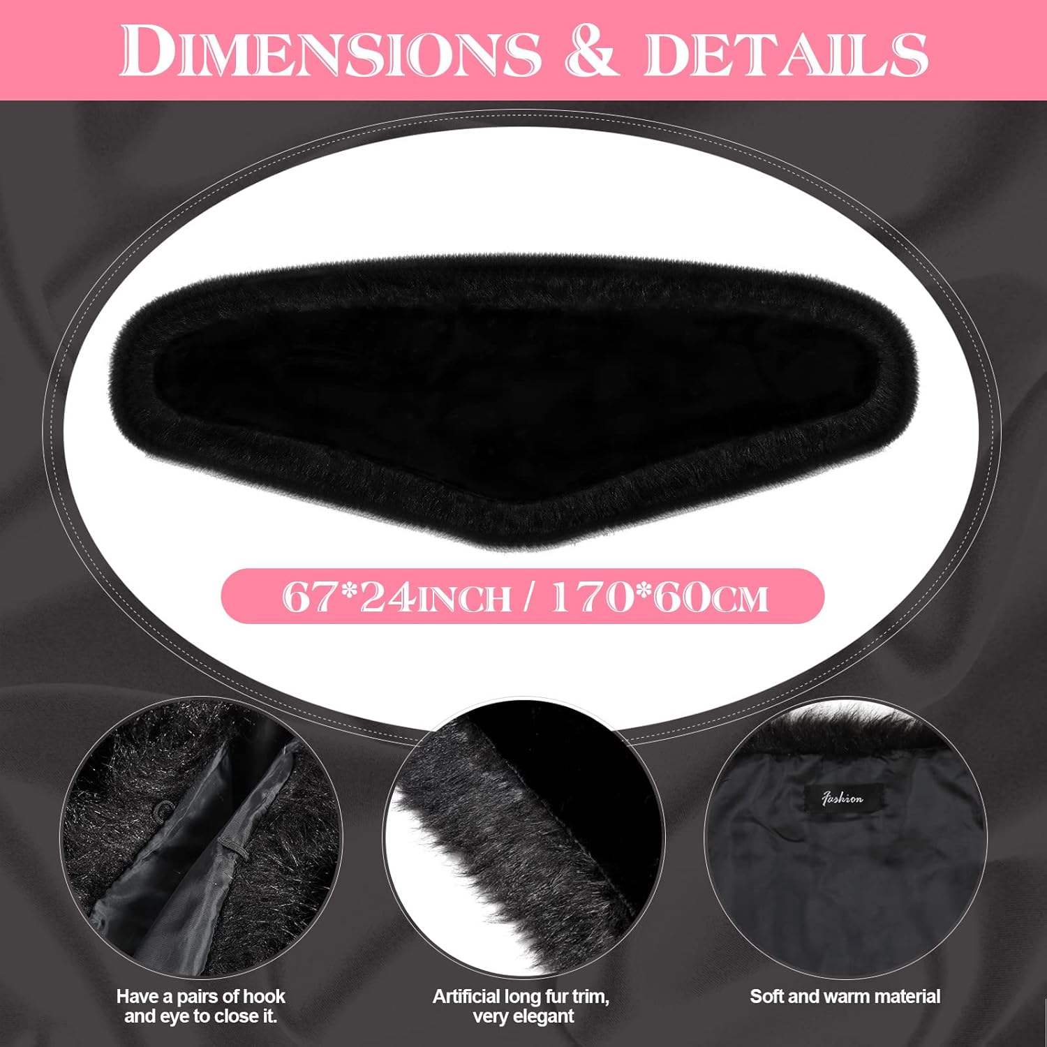 SATINIOR 1920s Faux Fur Wrap Shawl Women's Fur Cloak Cape Shawl Luxury Bridal Cape Pearl Rhinestone Brooches - Image 2