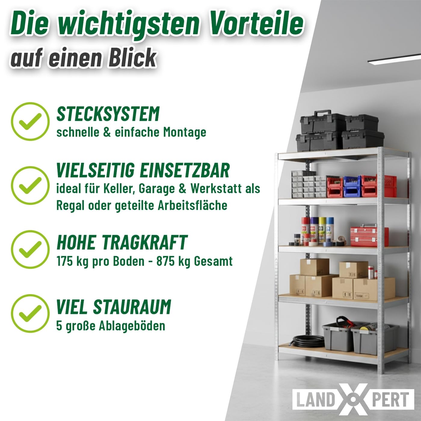 2er Sparset Schwerlastregal 180x90x40cm 875kg Lagerregal Kellerregal 5 Böden Silber