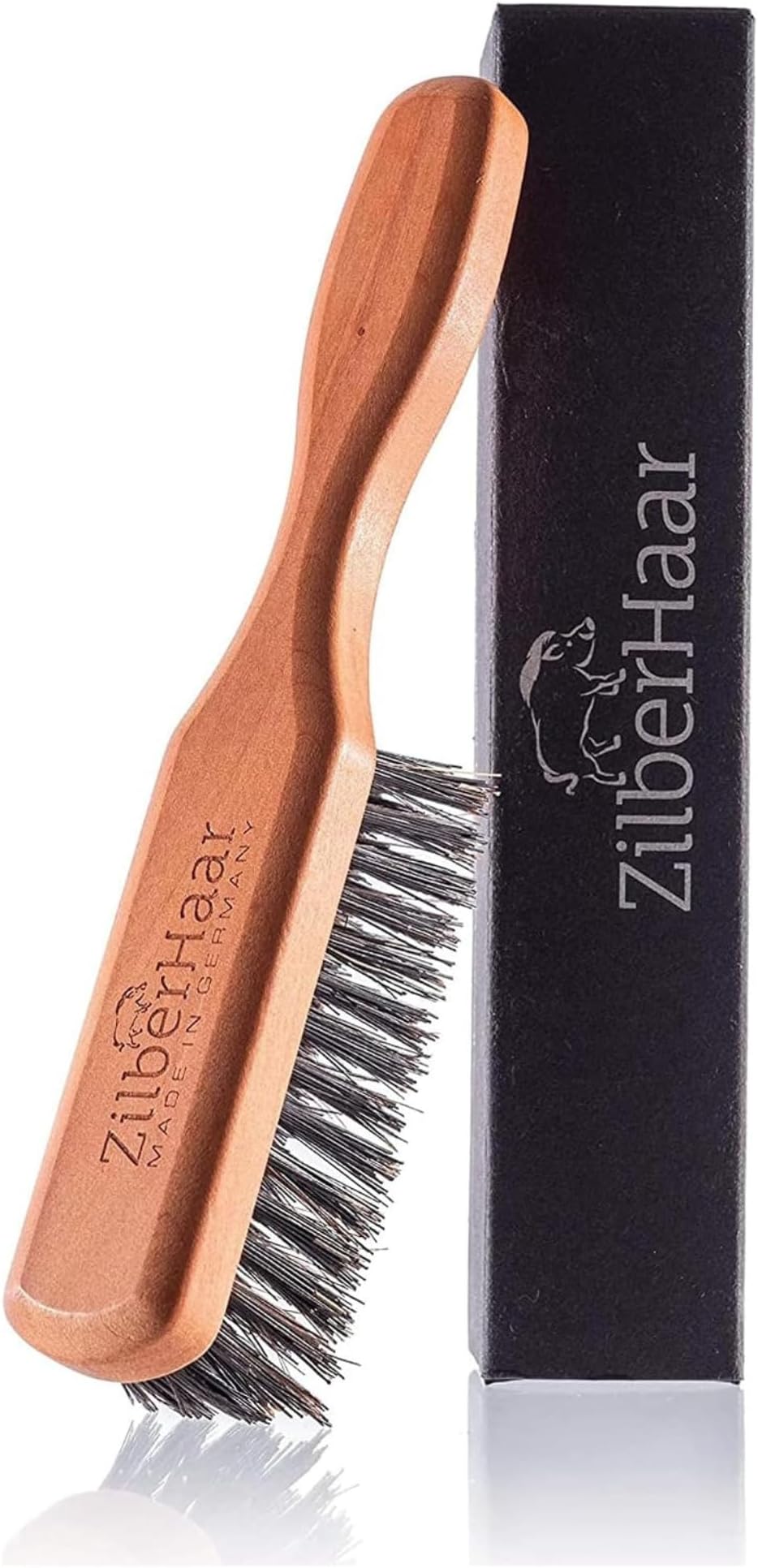 Beard Brush Pure Boar Bristles Natural Firm Hog Hair and Pearwood Works with All Beard Balms and Beard Oils Exfoliates Skin Helps Softening and Conditioning Itchy Beards Great for Travel