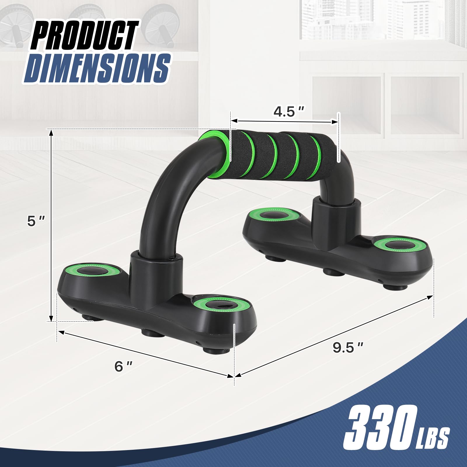 MADOG Portable Push-Up Bars with Cushioned Foam Grip – Non-Slip Pushup Handles for Home Fitness, Supports Up to 330 lbs, Black