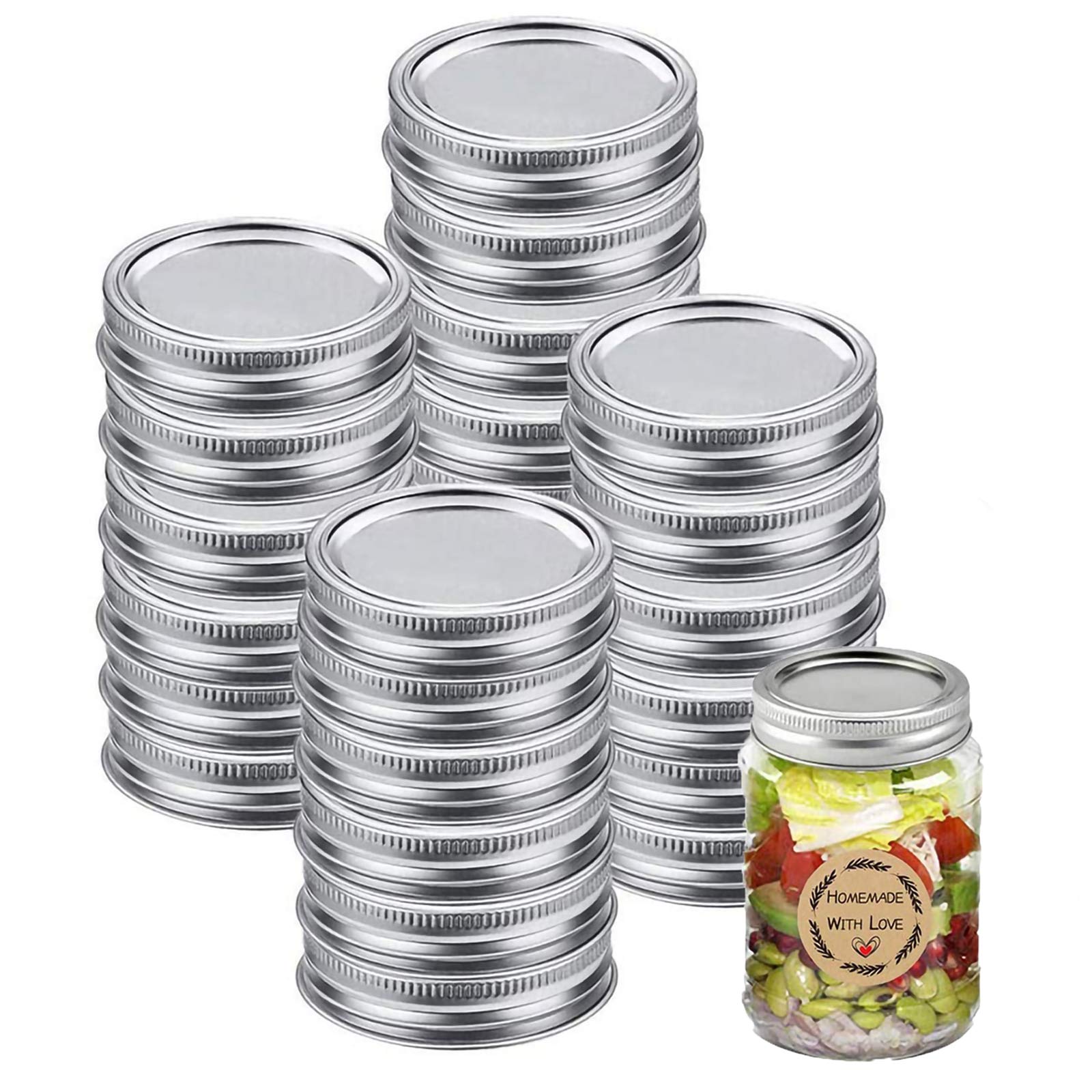 Mason Jar Lids Leak-Proof Storage Cap,Wide Mouth Mason Ball Jar Lids and Bands,Split-Type Jar Lids Rust Proof Pickling Canning Jar Lid(20pcs/Lids+Bands/86mm)