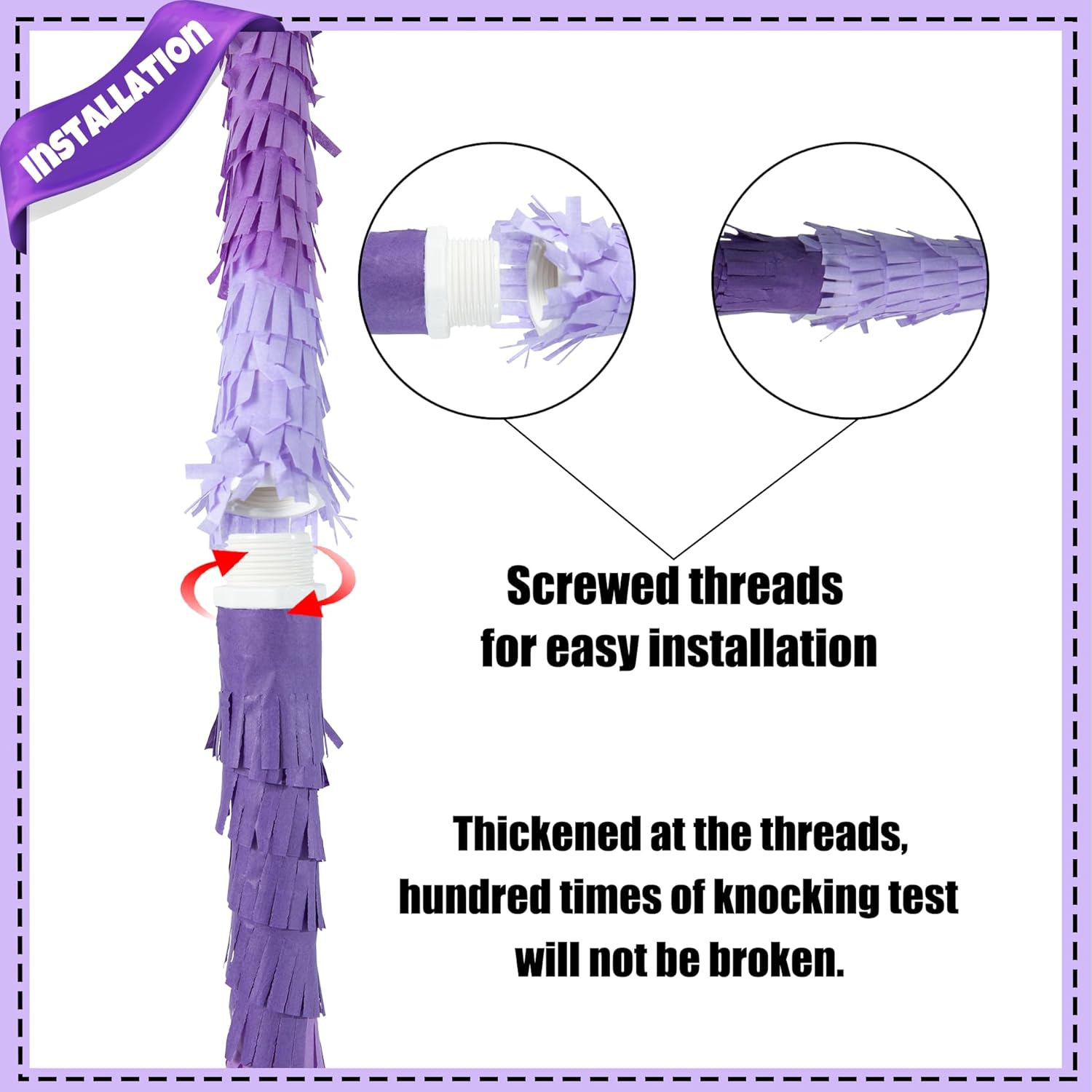 PCFING 20 Inch Number 5 Piñata Purple Silver with 30 Inch Piñata Stick Blindfold Confetti for Boy Girl Kids Birthday Party Decorations, Anniversary Celebration, Fiesta