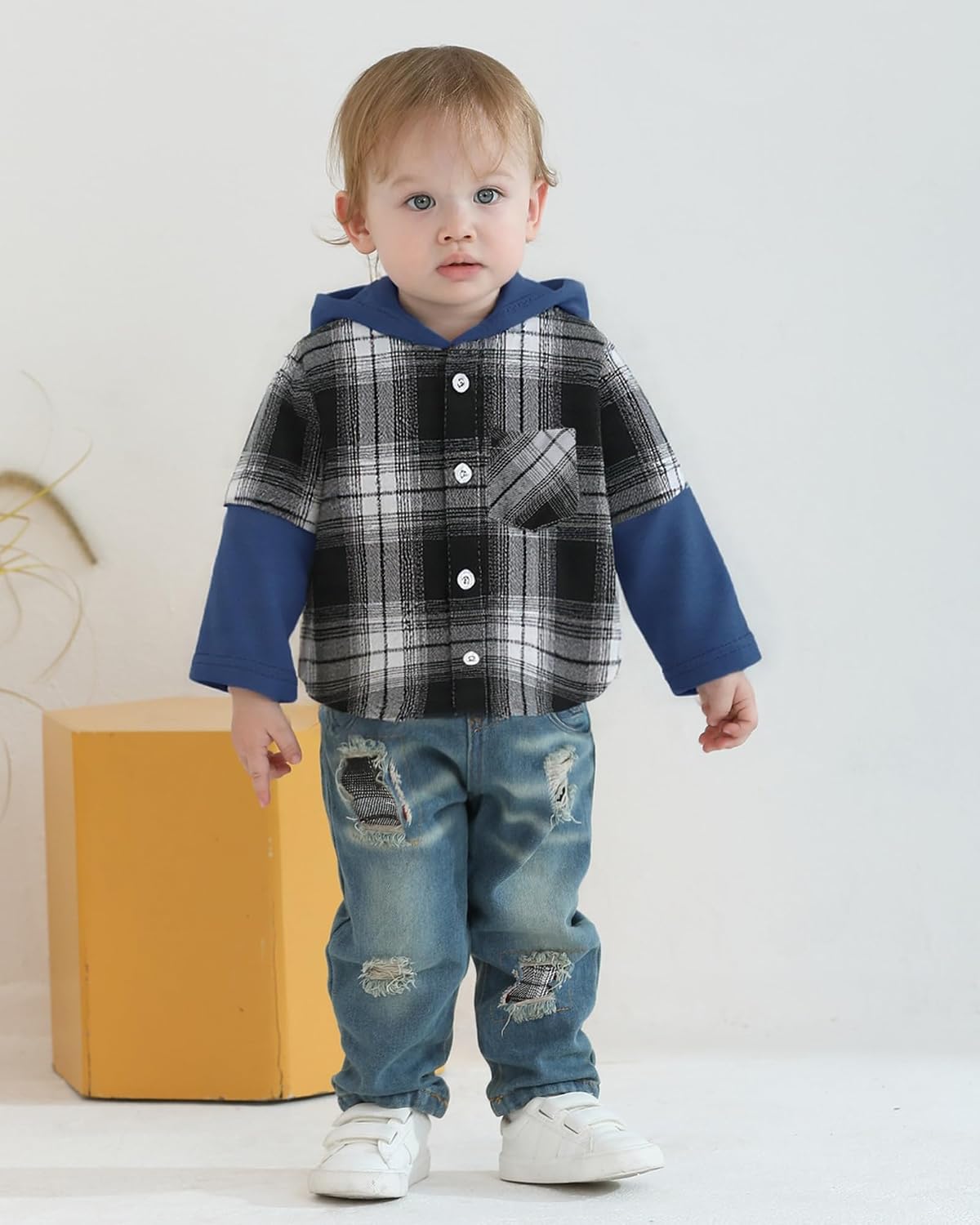NZRVAWS Toddler Baby Boy Clothes Infant Outfit Boys Hoodie Sweatsuit Ripped Jean Fall Winter Little Boy Clothing 6M-7T