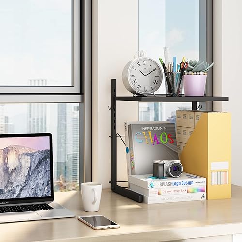 Miniatura 4 de Organizador de encimera de cocina, estación de soporte de café, gabinete de almacenamiento de despensa de cocina, estante ajustable con ganchos,