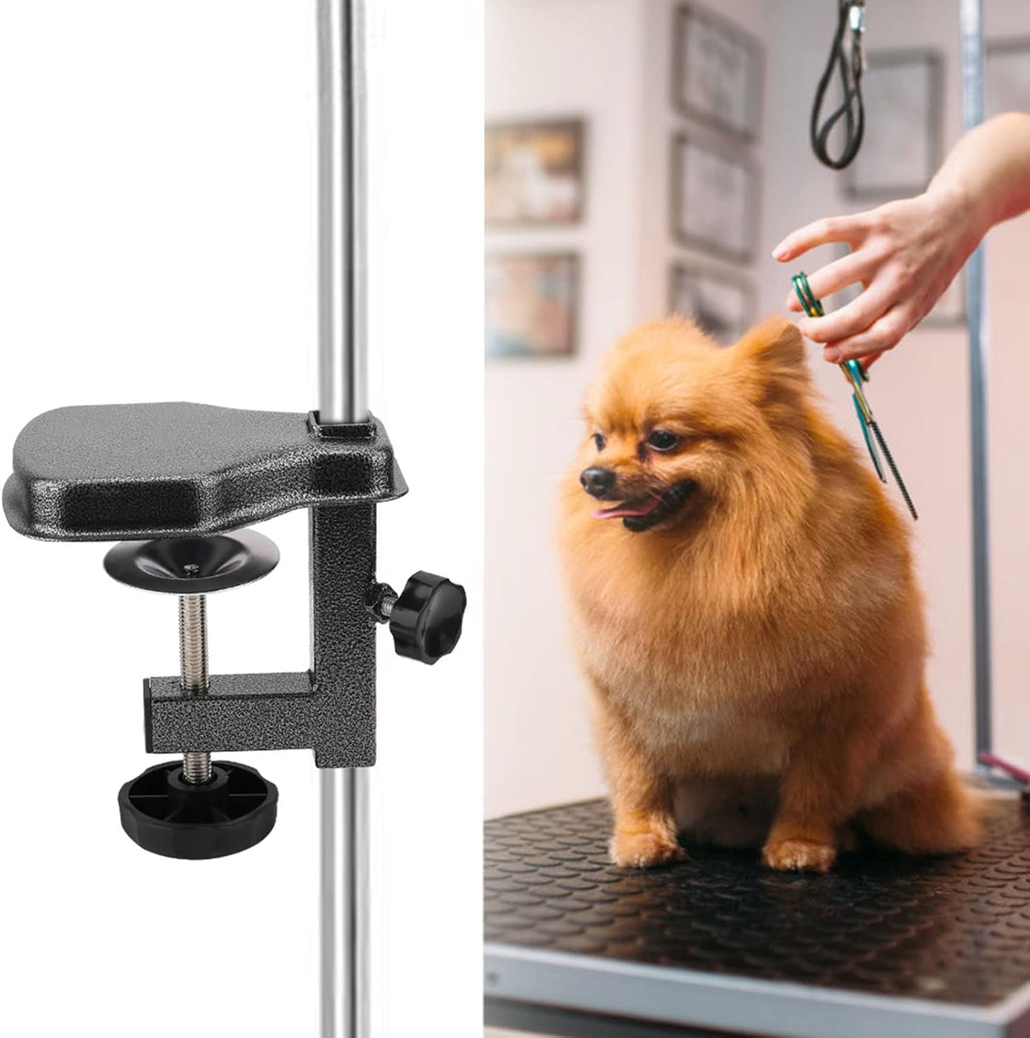Agatige Pet Grooming Table Arms Clamp, Adjustable Metal Dog Cat Hair Dryer Clip Holder H Bar Clamp Holder for Pet Shearing Cleaning (Inner Diameter 2.0 * 2.0cm)