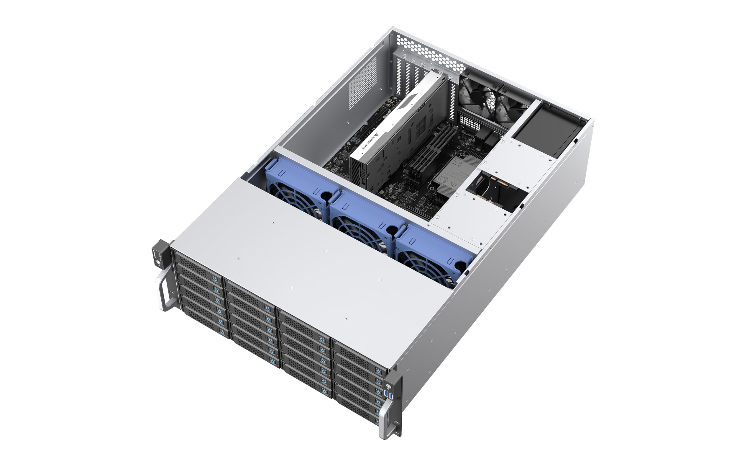 Rosewill Châssis de Serveur monté en Rack 4U | Prend en Charge jusqu'à 24 3,5" 12 Gbit/s Hot Swap | Compatible E-ATX | 3 Ventilateurs PWM de 120 x 38 mm | RSV-H424