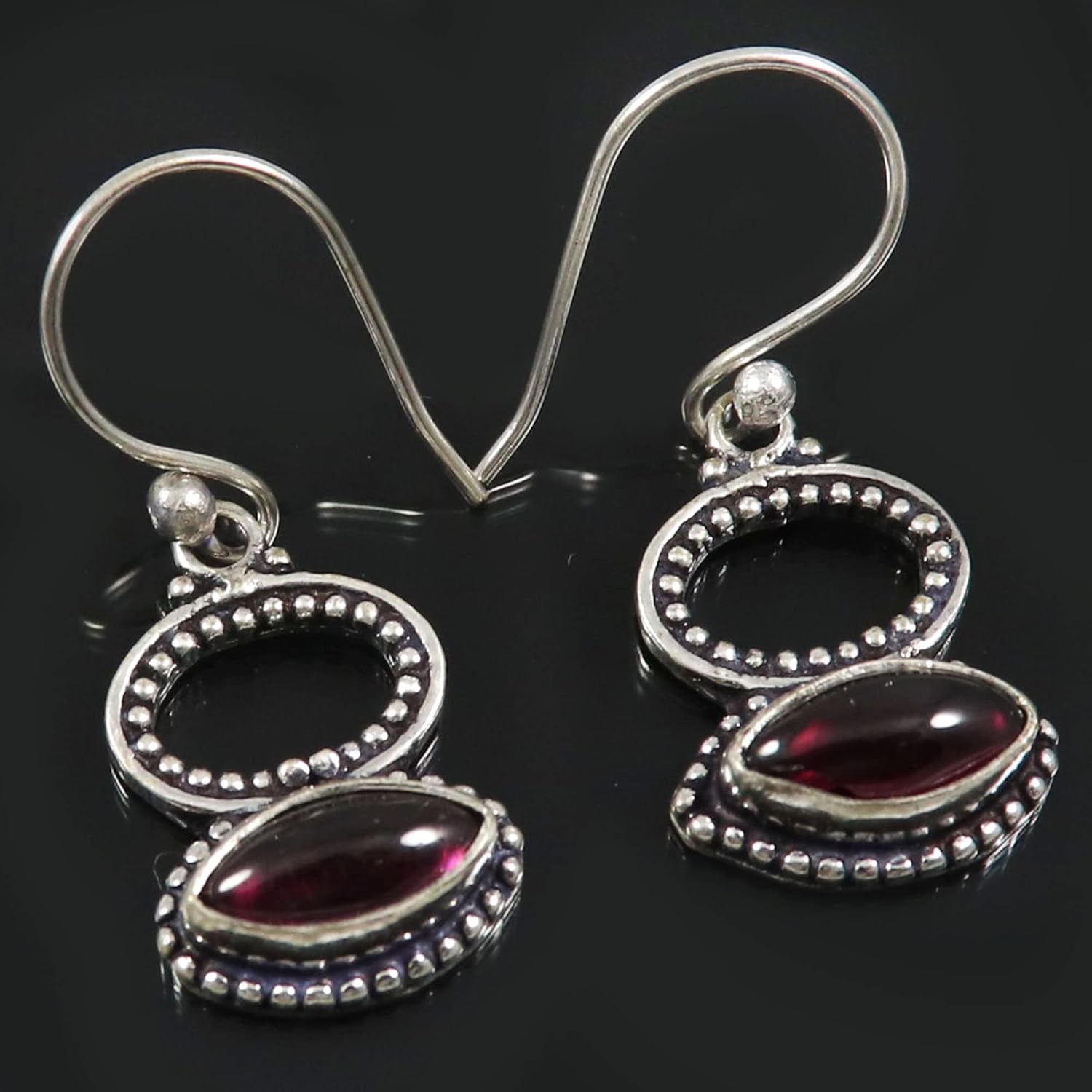Garnet Gemstone 925 Sterling Silver Drop/Dangle Earring Handmade Jewelry SEG180D
