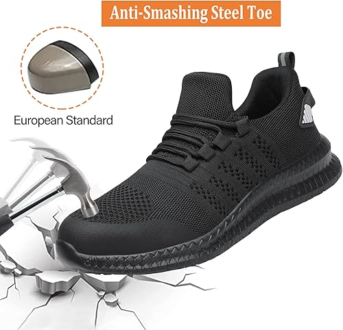 Miniatura 2 de Zapatos de punta de acero para hombres y mujeres, cómodos, ligeros, zapatos de seguridad para el trabajo, a prueba de pinchazos, antideslizantes,
