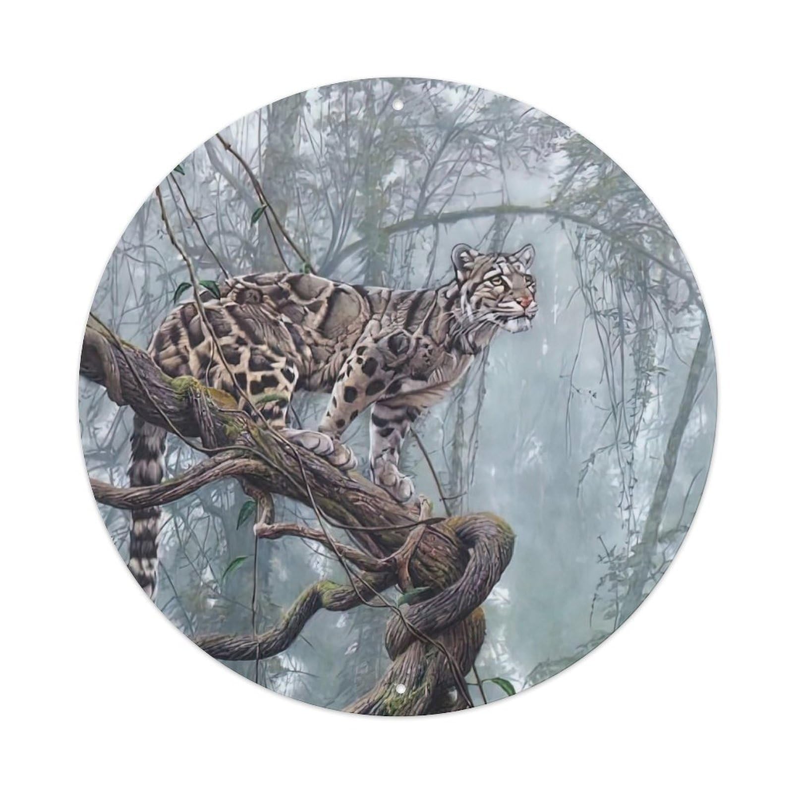 Animals Artwork Clouded Leopard Vintage Metal Tin Sign Plaque Wall Decor for Cafe, Club Bar, Office, Garden Metal Poster 8x8Inch