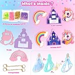 Arts and Crafts Kits for Kids - Mess-Free DIY Shake Keychain Making Glitter Craft Kit, Unicorn & Princess Toys, Travel Activity Birthday Gifts for Girls Age 4 5 6 7 8 9 10 Years Old