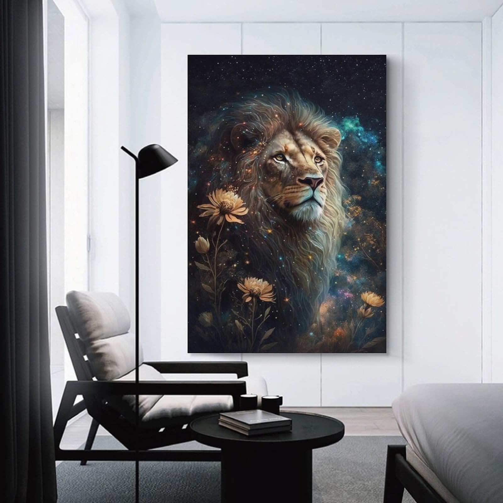 Junmoney Galactic Lion Majesty Canvas Wall Decor, 20x30inch(50x75cm), for Apartment Walls, Studios Or Work Areas, Decorative Canvas Decor for Home Updates