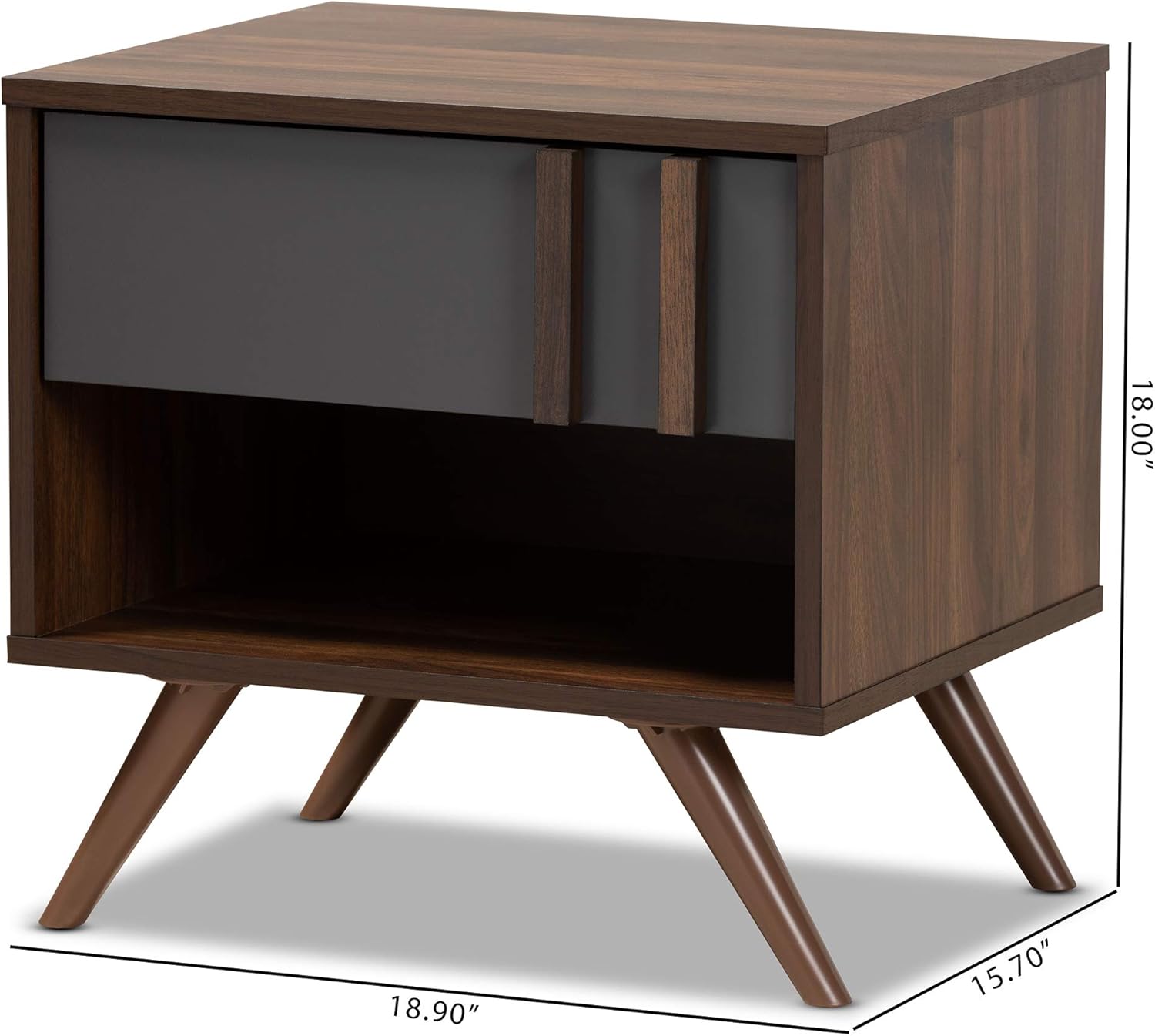 Baxton Studio Nightstands, Grey/Walnut