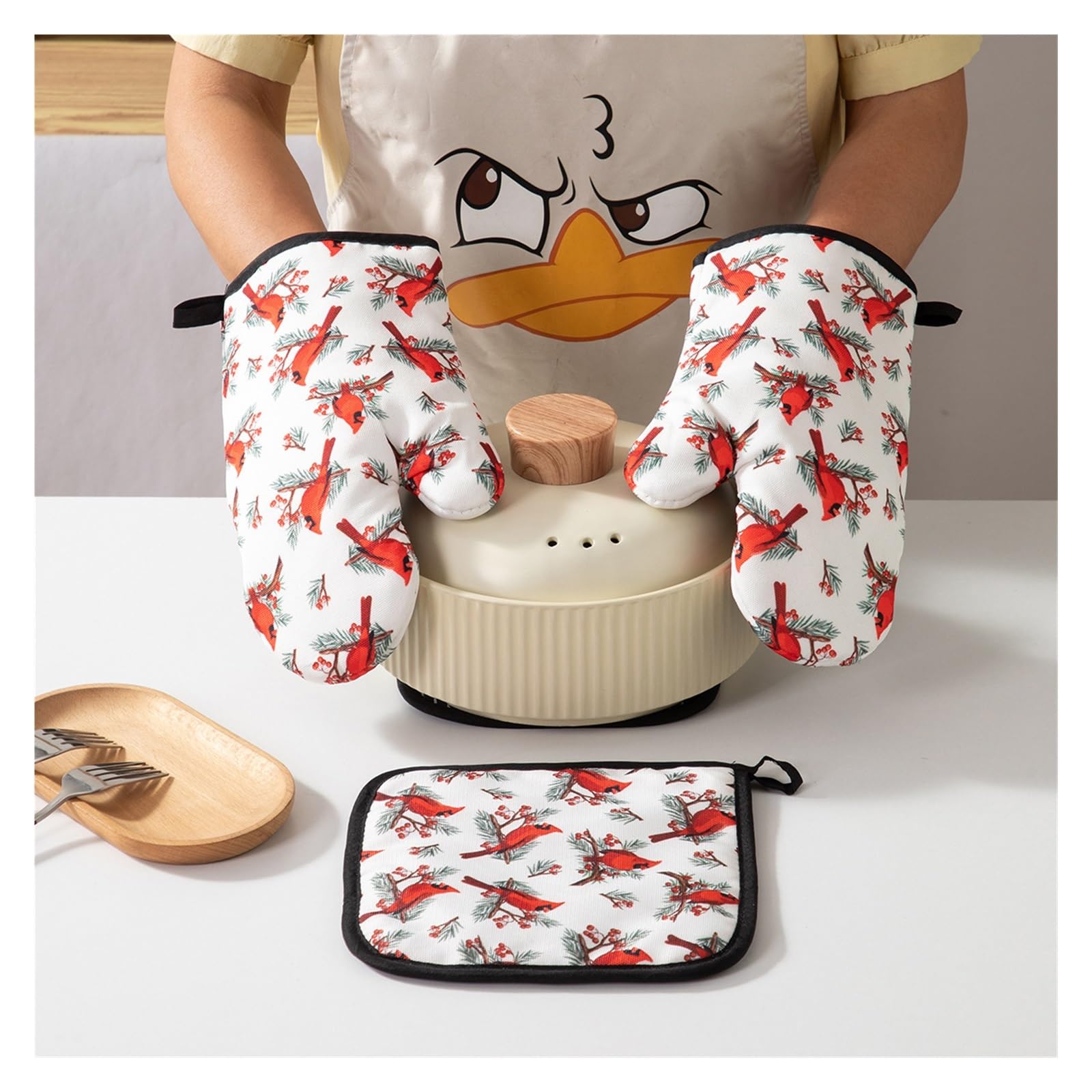 1 Juego Guantes De Horno Silicona Navideños para Cocina
