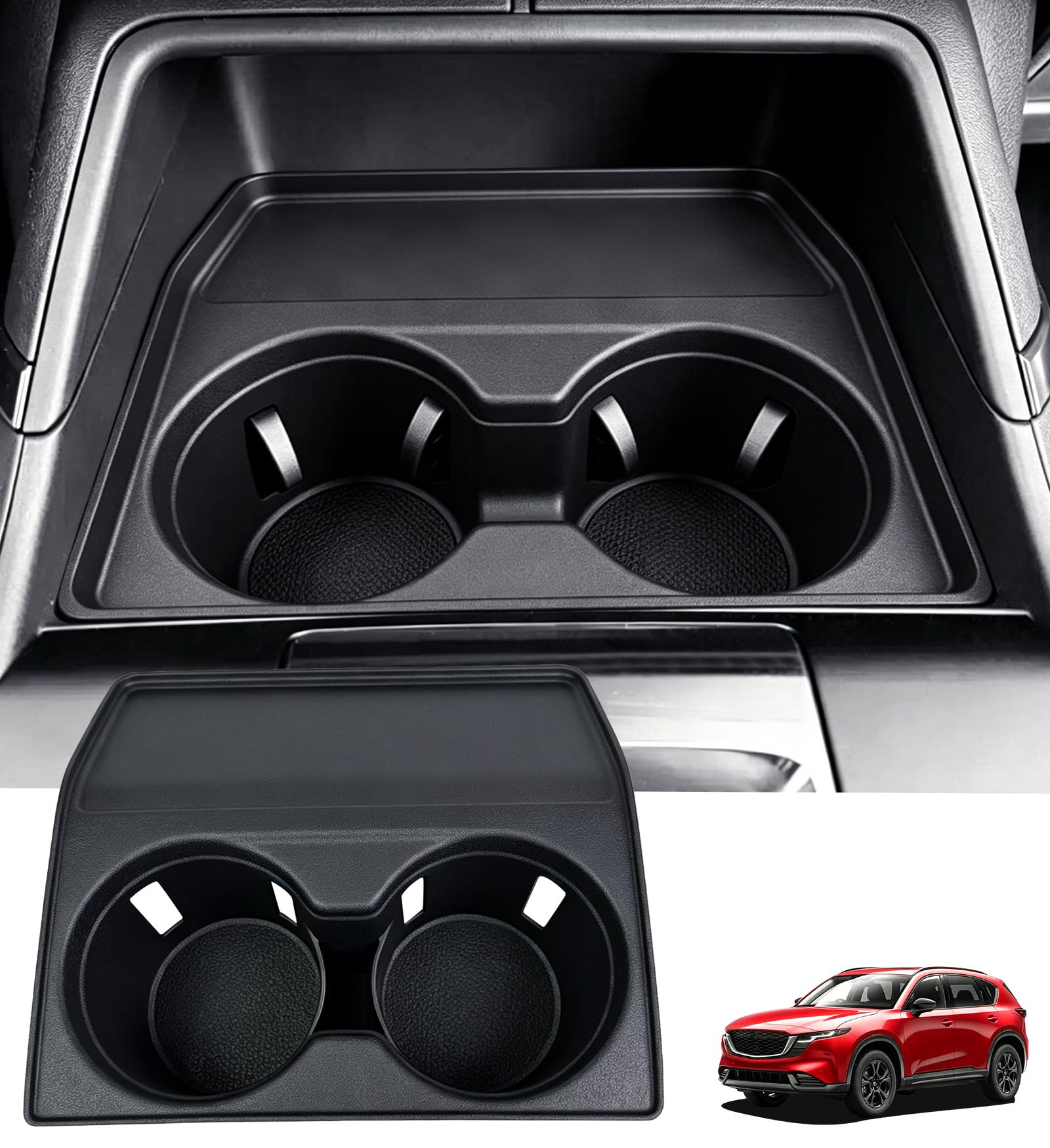 Center Console Cup Holder Inserts for Mazda CX5 2026, Interior Accessories Silicone Car Cup Holders Covers Protector for 2026 CX-5, Black