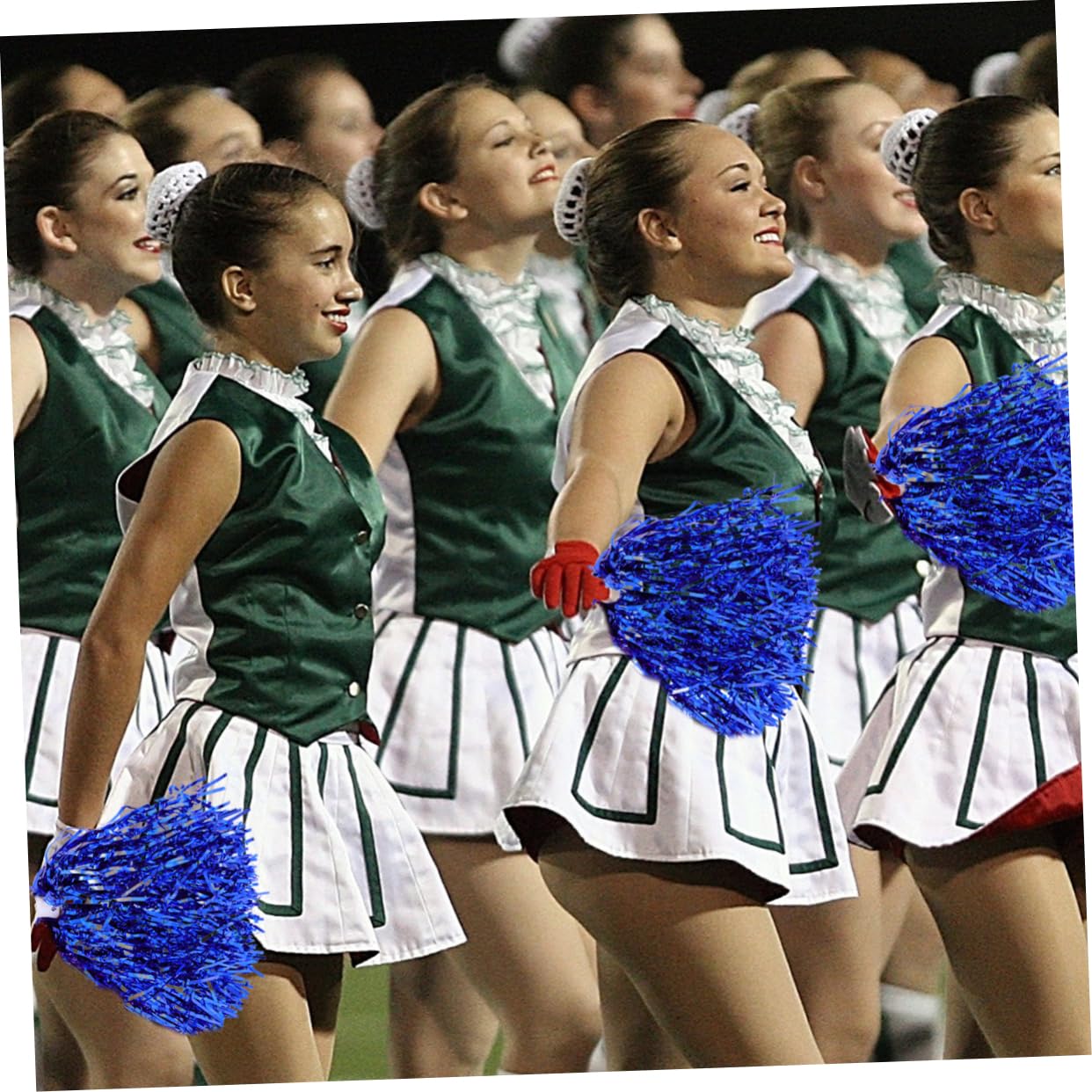 KICHOUSE 12Pcs Mixed Color Cheerleading Pom Poms Handheld Aerobics Props for School Sports Dance and Performance Lightweight Double Hole Design for Cheer Teams