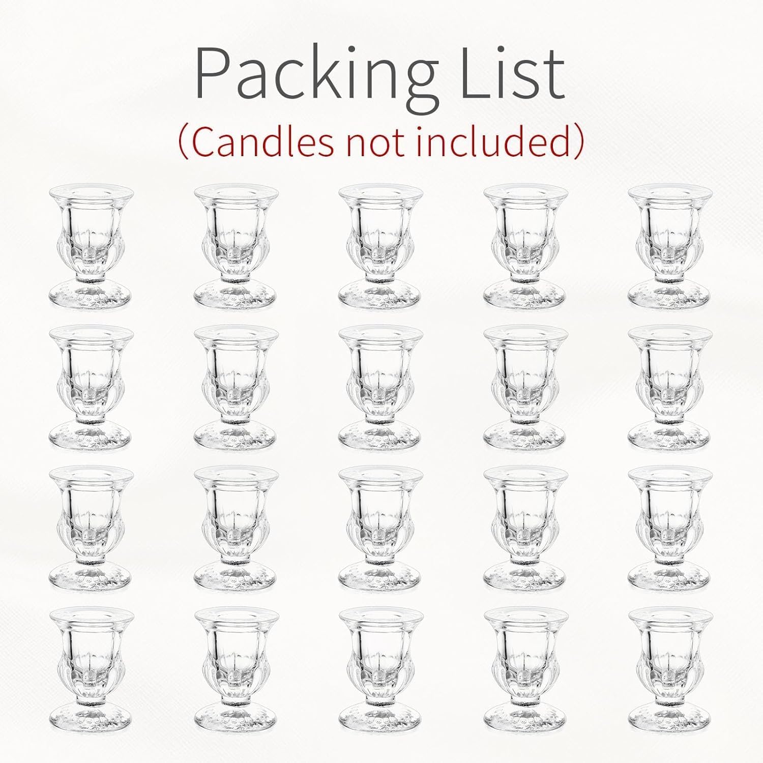 Glass Taper Candle Holders: Set of 20 Crystal Clear Candlestick Holders Modern Small Candle Stick Holder for Wedding Table Centerpiece Party Dinning Home Christmas