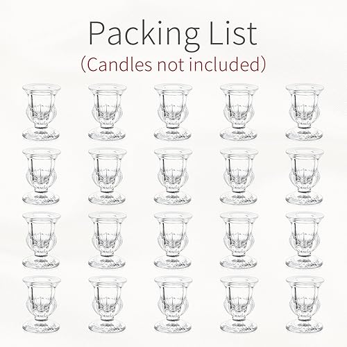 Miniatura 8 de Portavelas cónicos 20 piezas de candelabros de vidrio pequeños portavelas cónicos portavelas de vidrio más grueso transparente para bodas, fiestas