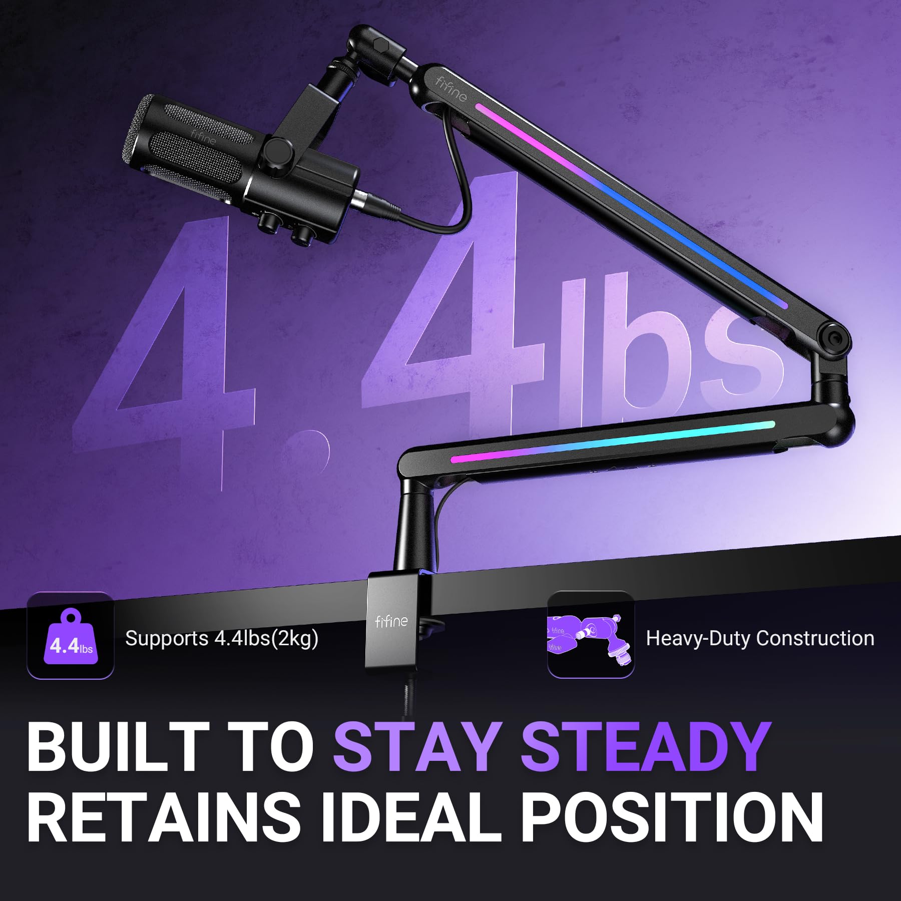 Amazon.com: FIFINE BM88Pro RGB Low Profile Microphone Boom Arm for