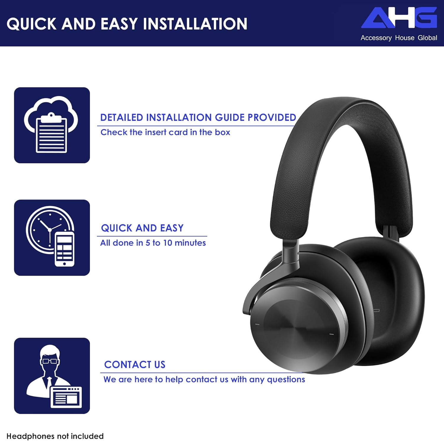 AHG Accessory House Global Upgraded Replacement Beoplay h95 Ear Pads Cushions Compatible with Bang & Olufsen Beoplay H95 Headphones (Black). Sheepskin Leather/High-Density Foam/Strong Magnet