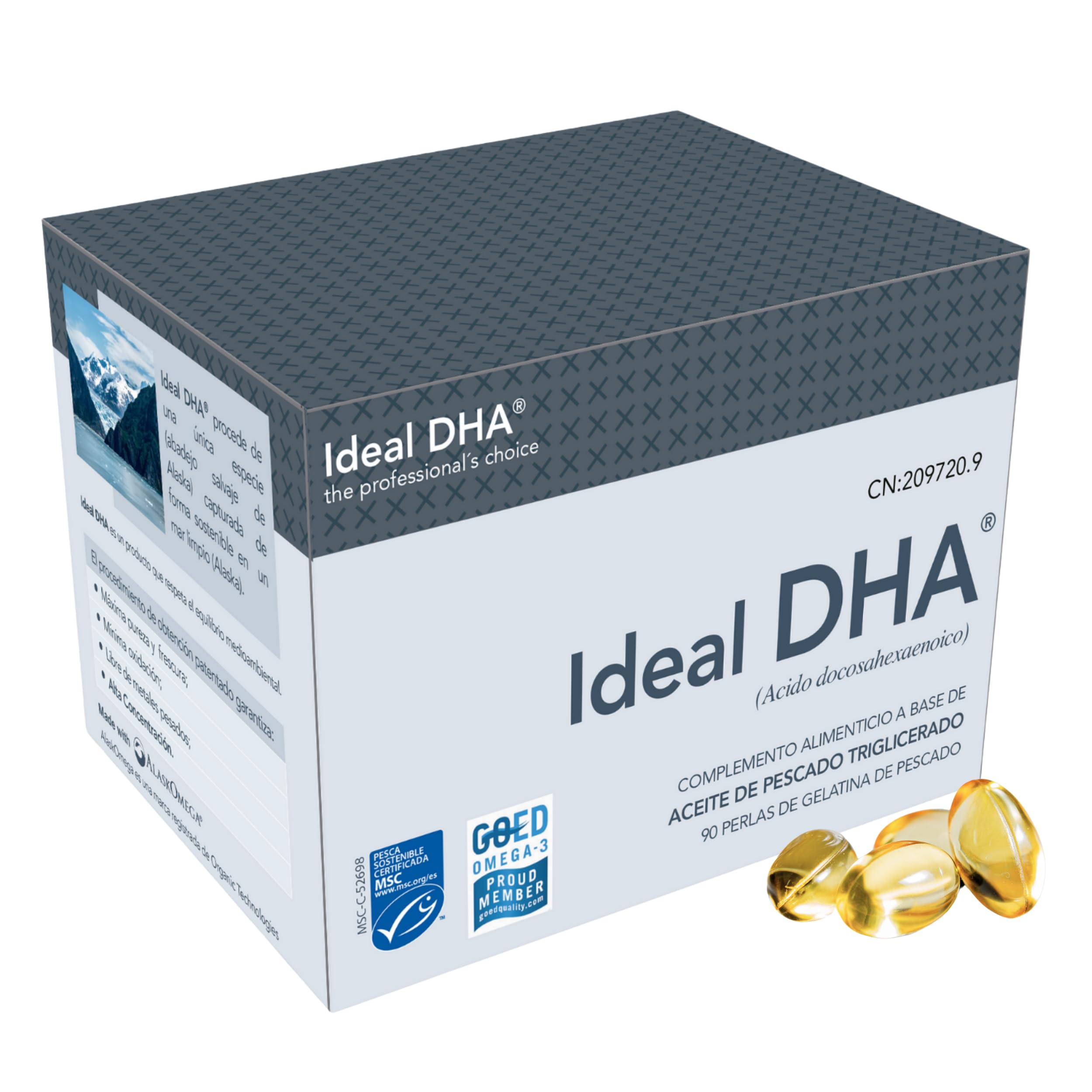 Ideal DHA® de Margan Biotech, 90n cápsulas blandas pequeñas | Ácidos Grasos Omega 3 Triglicerados | 300 mg de DHA y 150 mg de EPA por cápsula | Suplemento Omega 3 certificado con Mínimo TOTOX