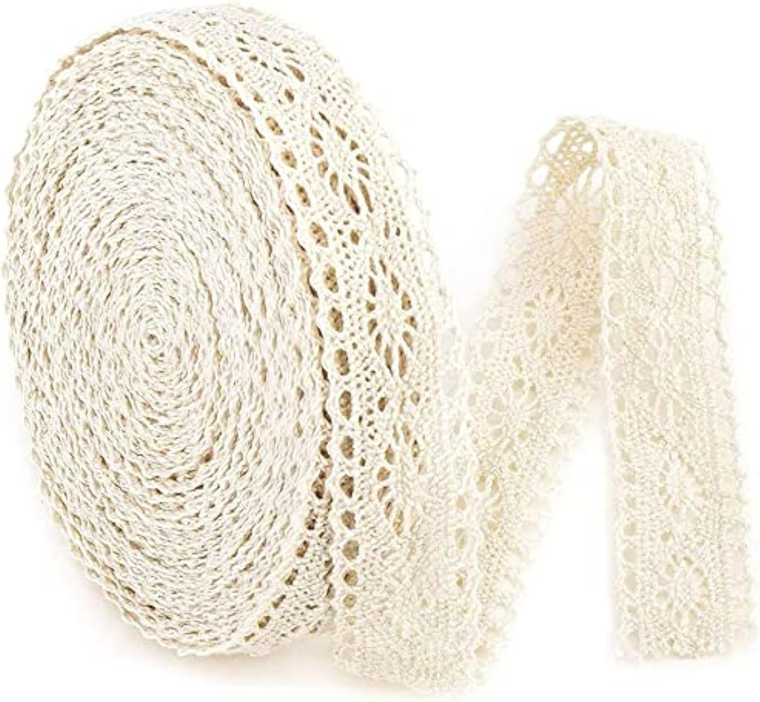 Lace Trim Ribbon, 5.5 Yard Cotton Lace Ribbon Vintage Crochet Lace Trim Clothes Dress Sewing Edge Trim Floral Borders Cream Lace for DIY Craft Gift Packaging Bridal Wedding Decoration, Wide 0.78inch