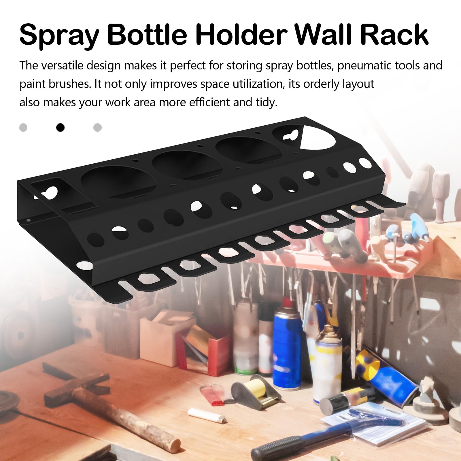 Porta Bombolette Spray, 2PCS Porta Bombolette Spray Mensola Da Parete Mensola Portaoggetti Supporto Da Officina Per Bombolette Spray Foro Per Spazzola 4 Slot Porta - 40 * 17cm