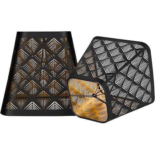 Etched Forest Metal Lamp Shade 3.55" X 5.6" X 5.16" Clip on Bulb Fitter Lamp Shades Clips on Candelabra Light Fits Wall Lamp