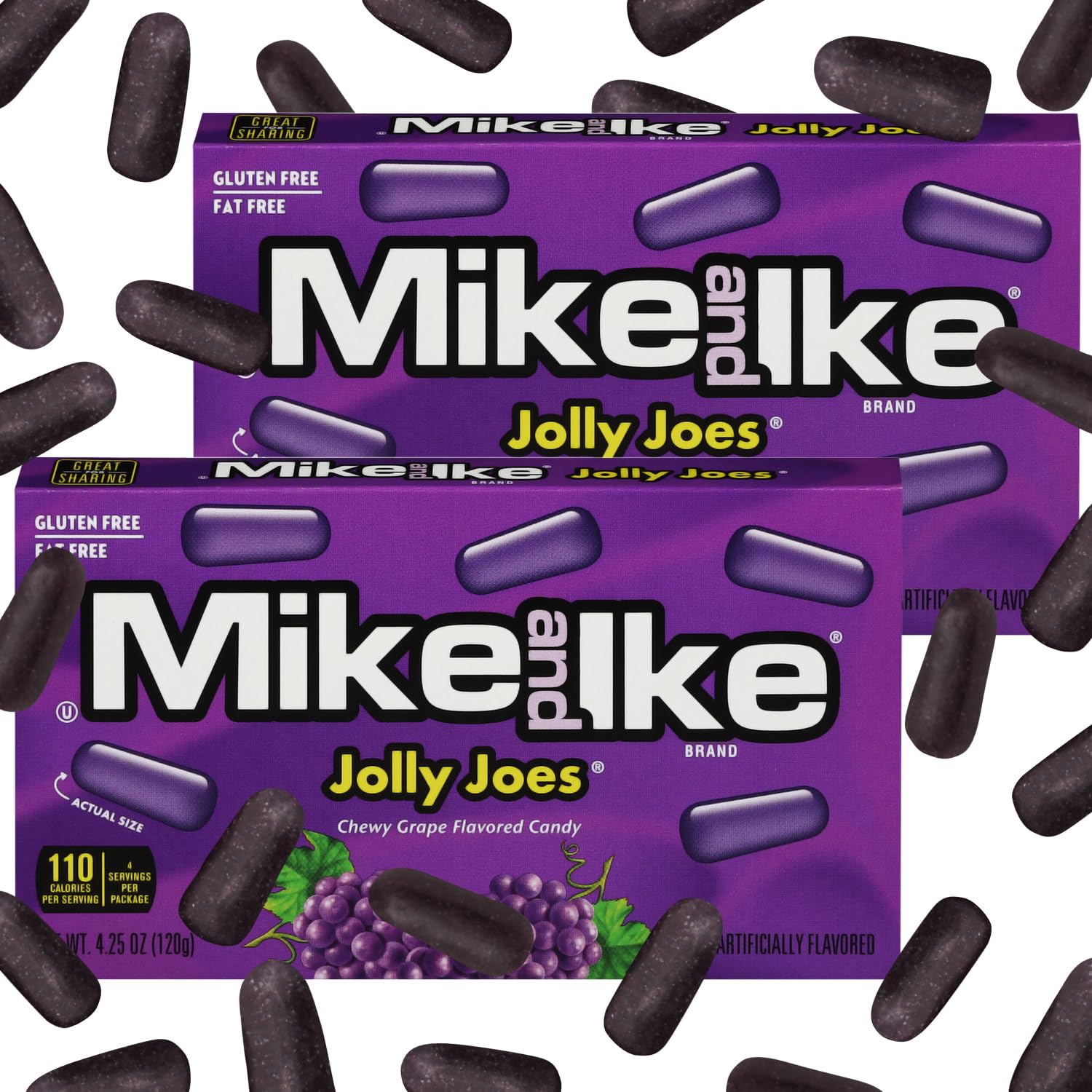 Mike and Ike Candy Jolly Joes Flavor, 2 Pack of Movie Theater Candy Boxes 4.25OZ Each, Ideal Mike and Ike for Your Favorite Films, Perfect Theater Box Candies for Sharing with Friends