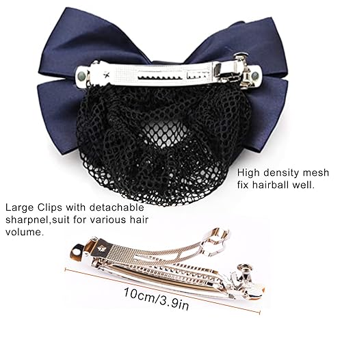Miniatura 6 de 4 pinzas para el cabello para mujer con moño, cubierta de moño para el cabello, pasadores, red de red para el pelo (2 unidades, azul + 2 negro)
