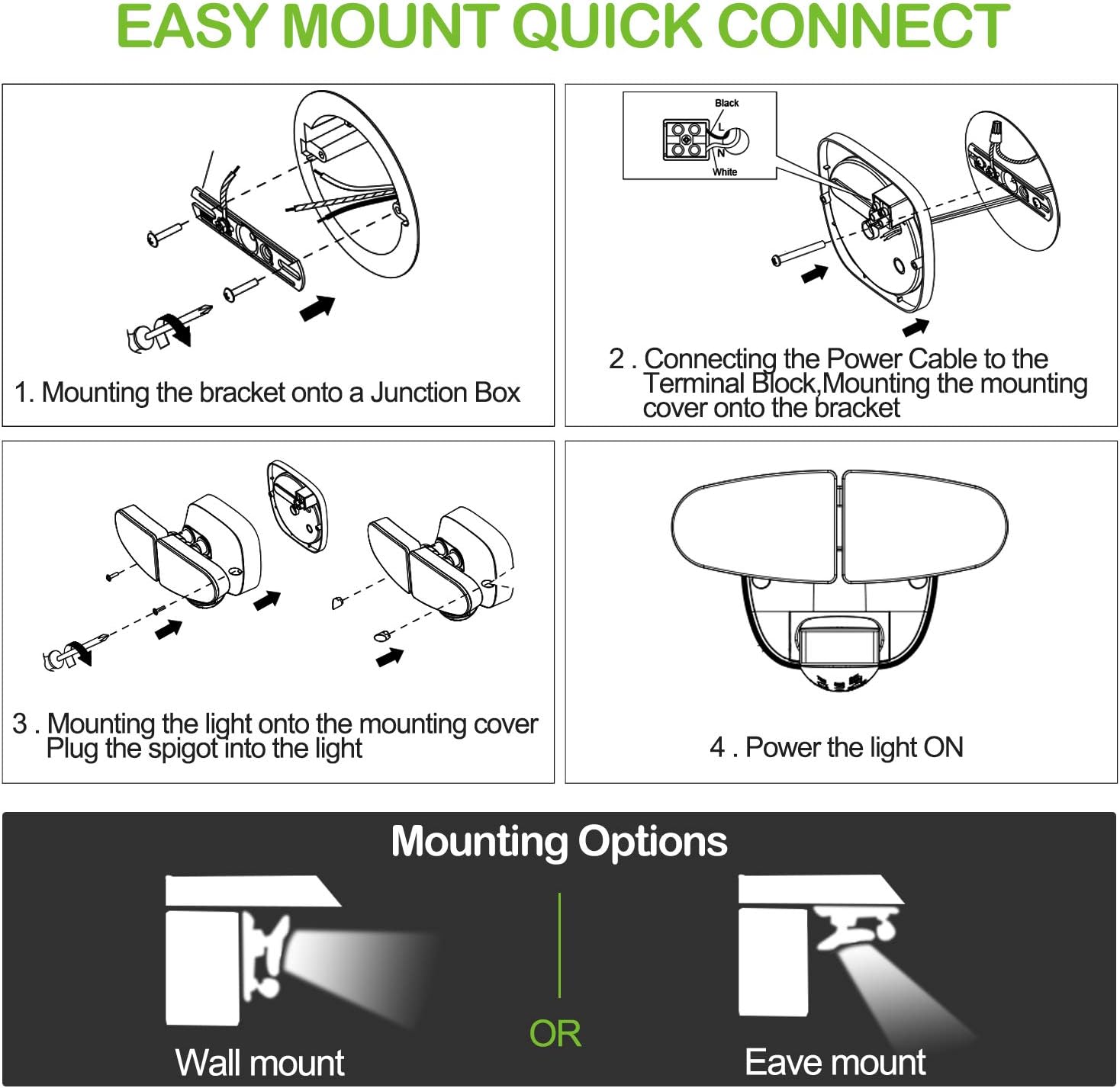 hykolity 26W LED Security Lights Motion Sensor Light Outdoor, 2600LM Motion Security Light, 5000K, Waterproof, 2 Head Motion Detected Flood Light for Garage, Porch,Yard, Entryways