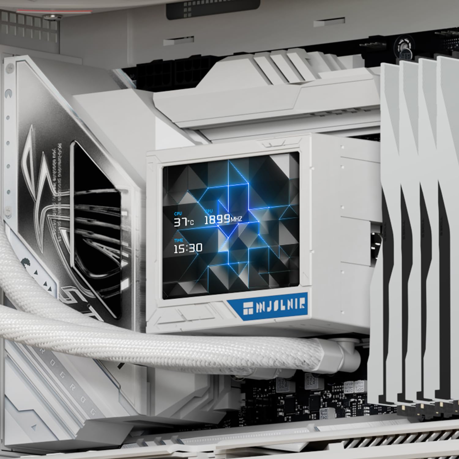 Thermalright Mjolnir Vision 360 UB ARGB biała chłodziarka wodna, 3 wentylatory PWM, system chłodzenia wodą z 2150PRM, AM4/AM5 i Intel LGA1851/1700, magnetyczny odłączany ekran LCD o rozdzielczości 640