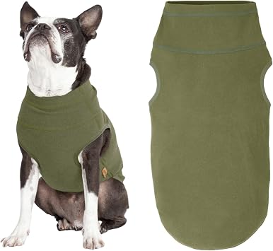 Gooby Microfiber Stretch Fleece Vest Dog Sweater - Olive Green, Medium - Warm Pullover Microfiber Fleece Dog Jacket for Small to Large Dogs